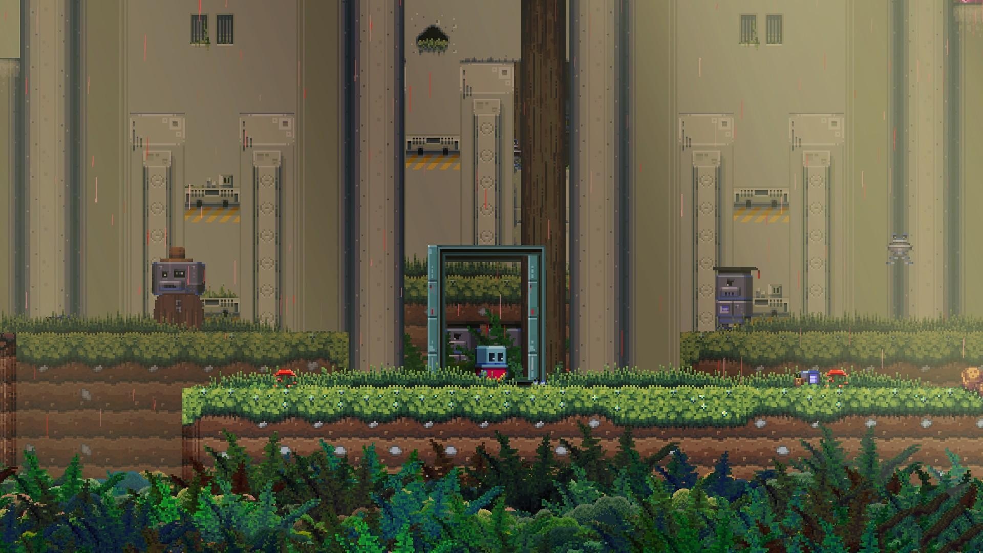 Video game screenshot with pixel art characters and environment HD Wallpaper