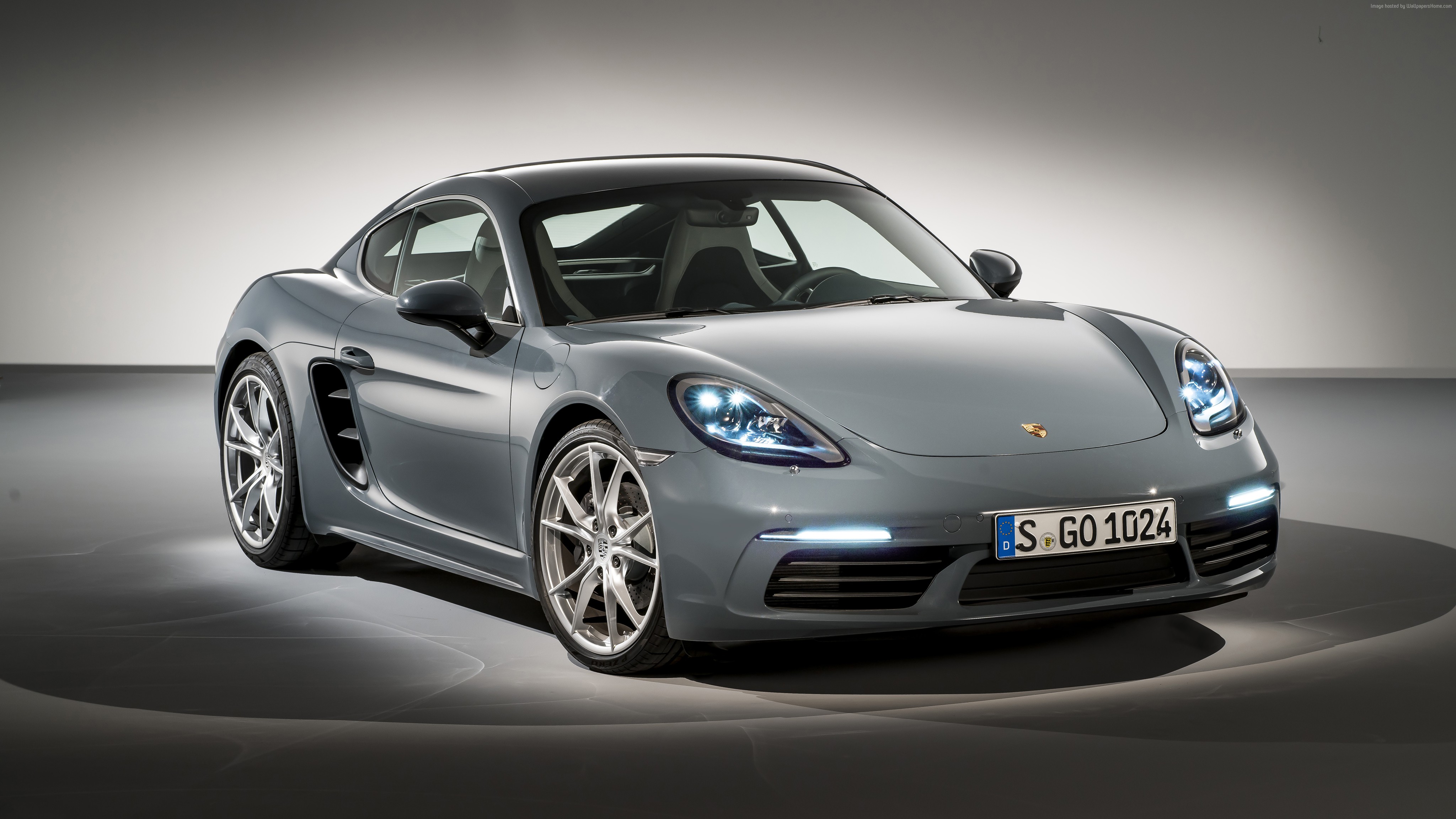 Grey Porsche 718 Cayman Coupe HD Wallpaper