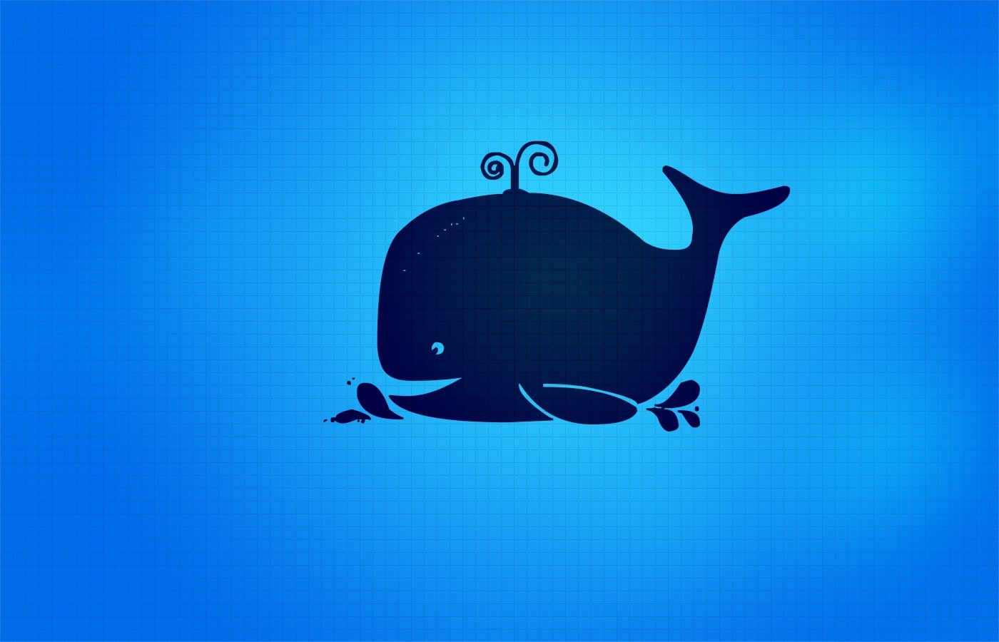 Blue cartoon whale illustration on a grid background HD Wallpaper