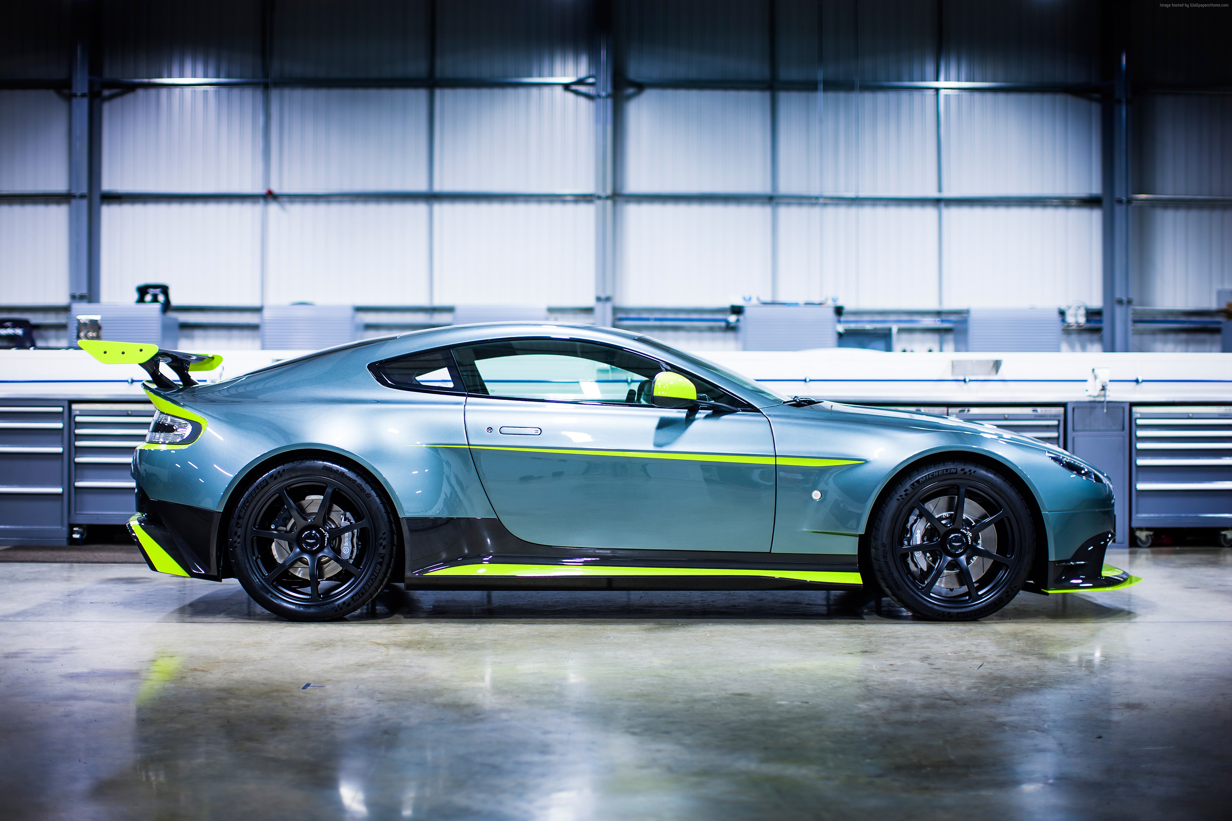 Aston Martin Vantage GT8 coupe in a garage HD Wallpaper