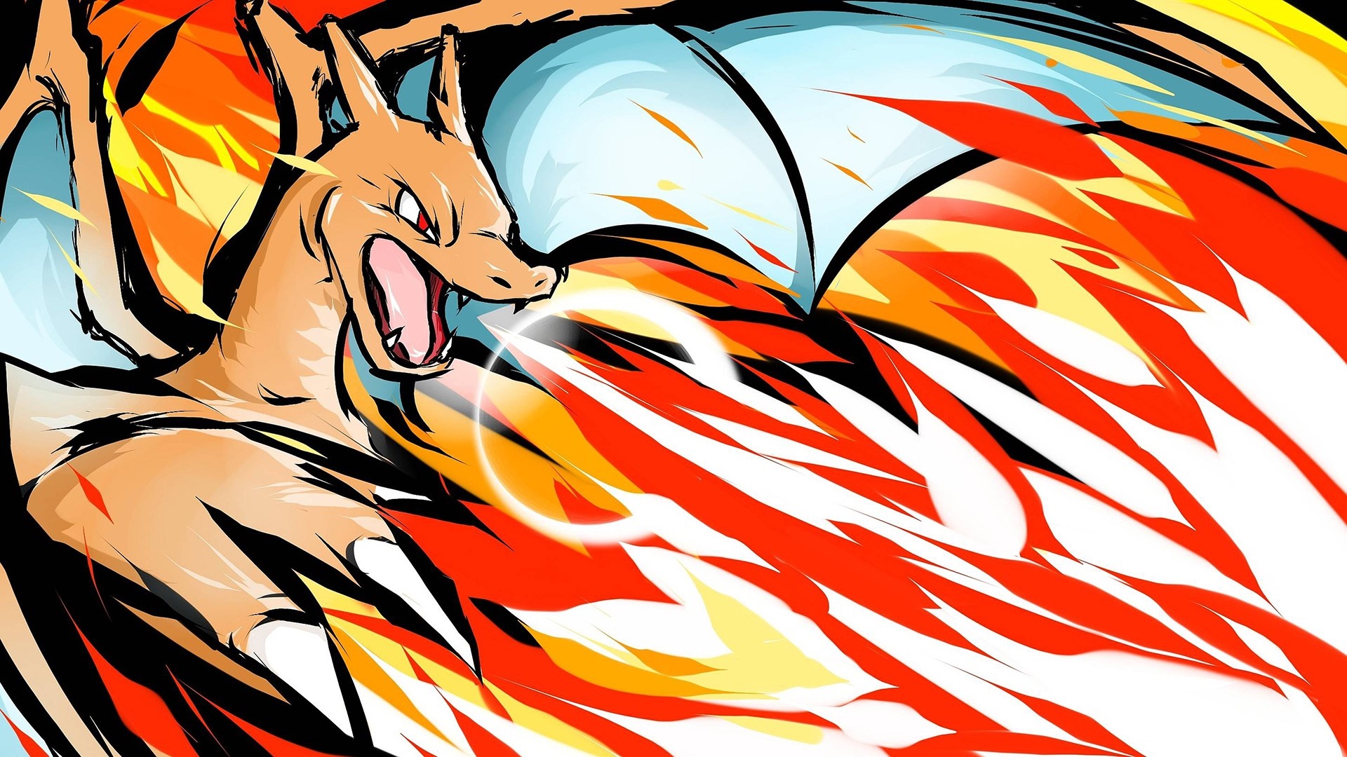 Charizard from Pokemon breathing fire HD Wallpaper