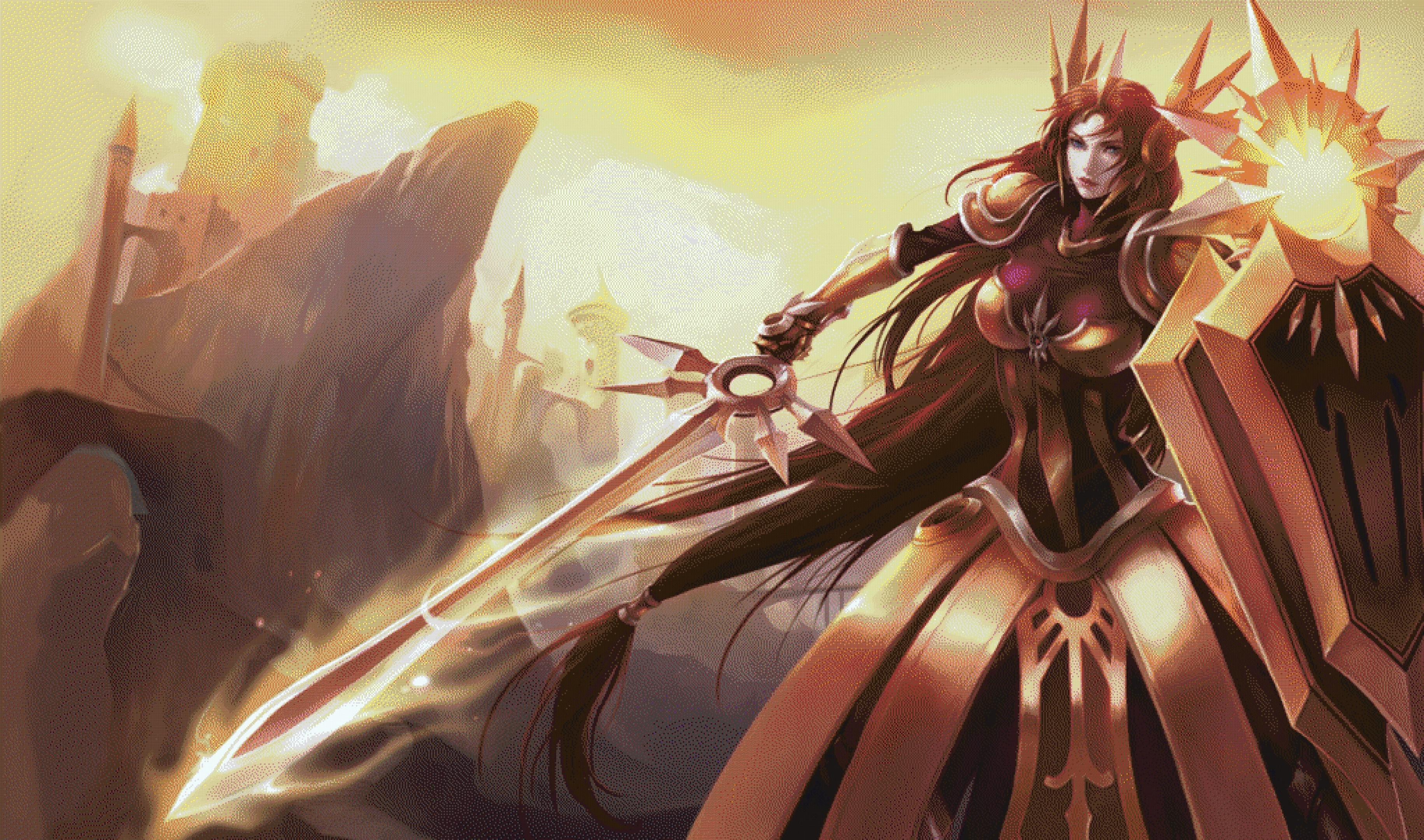 Leona from League of Legends with Sword and Shield HD Wallpaper