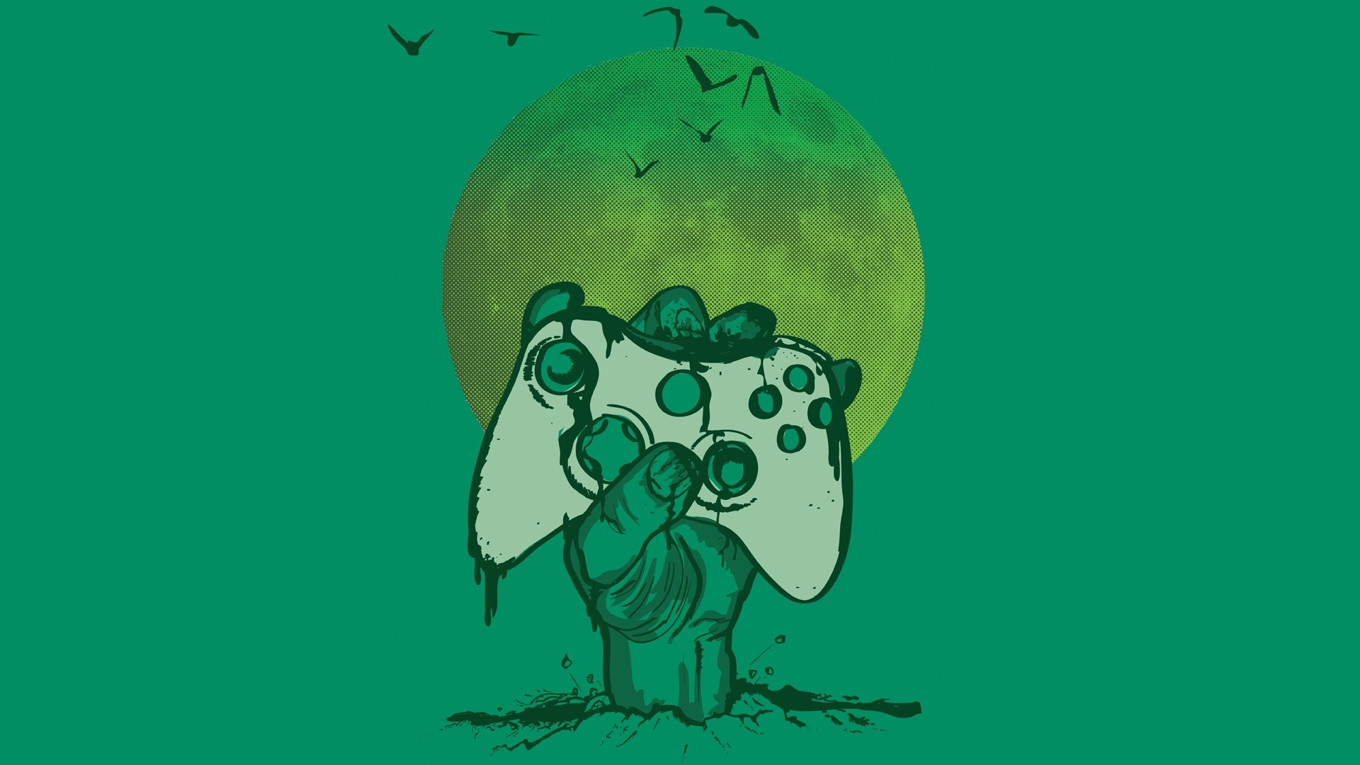 Zombie hand holding a video game controller HD Wallpaper