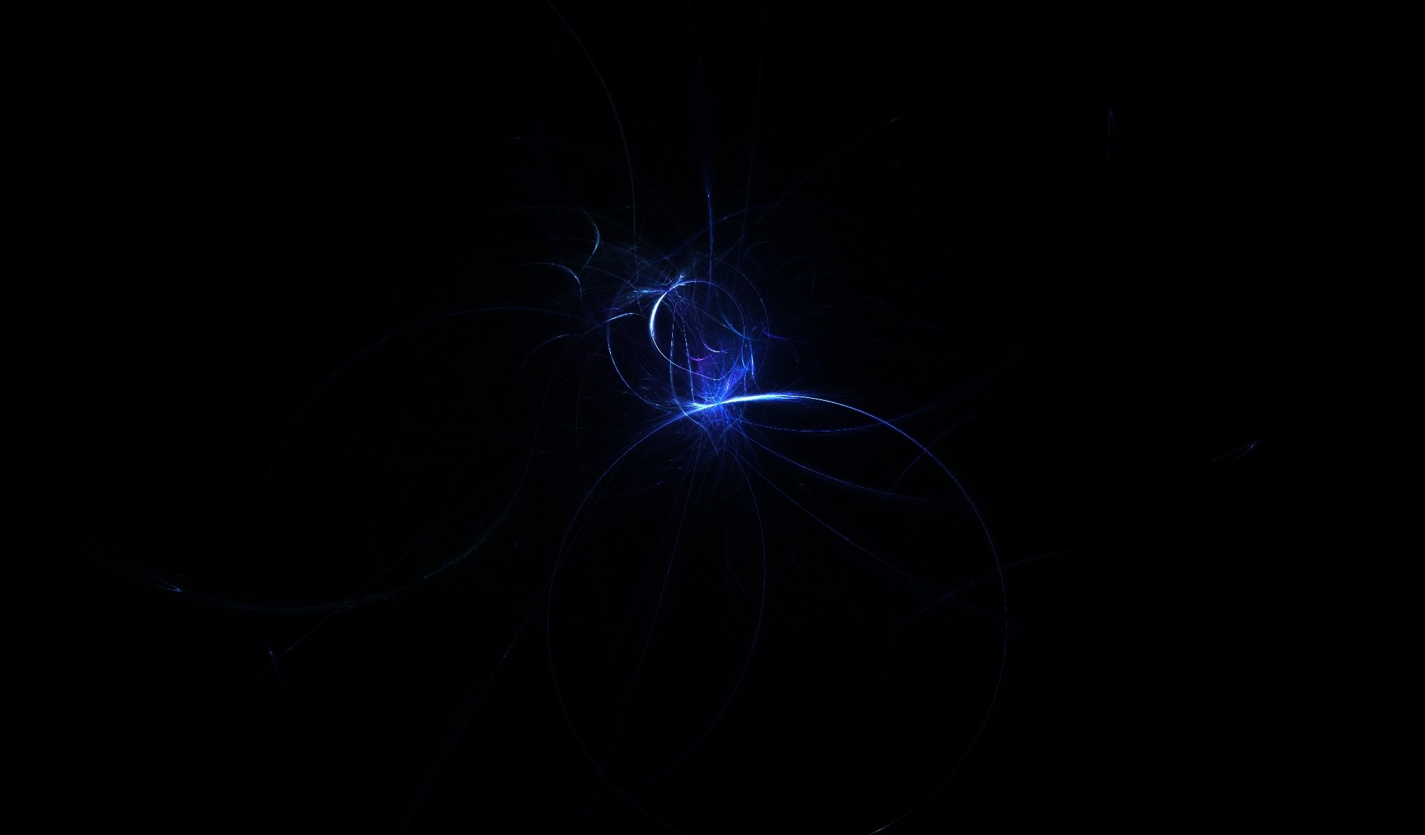 Abstract blue fractal art on black background HD Wallpaper