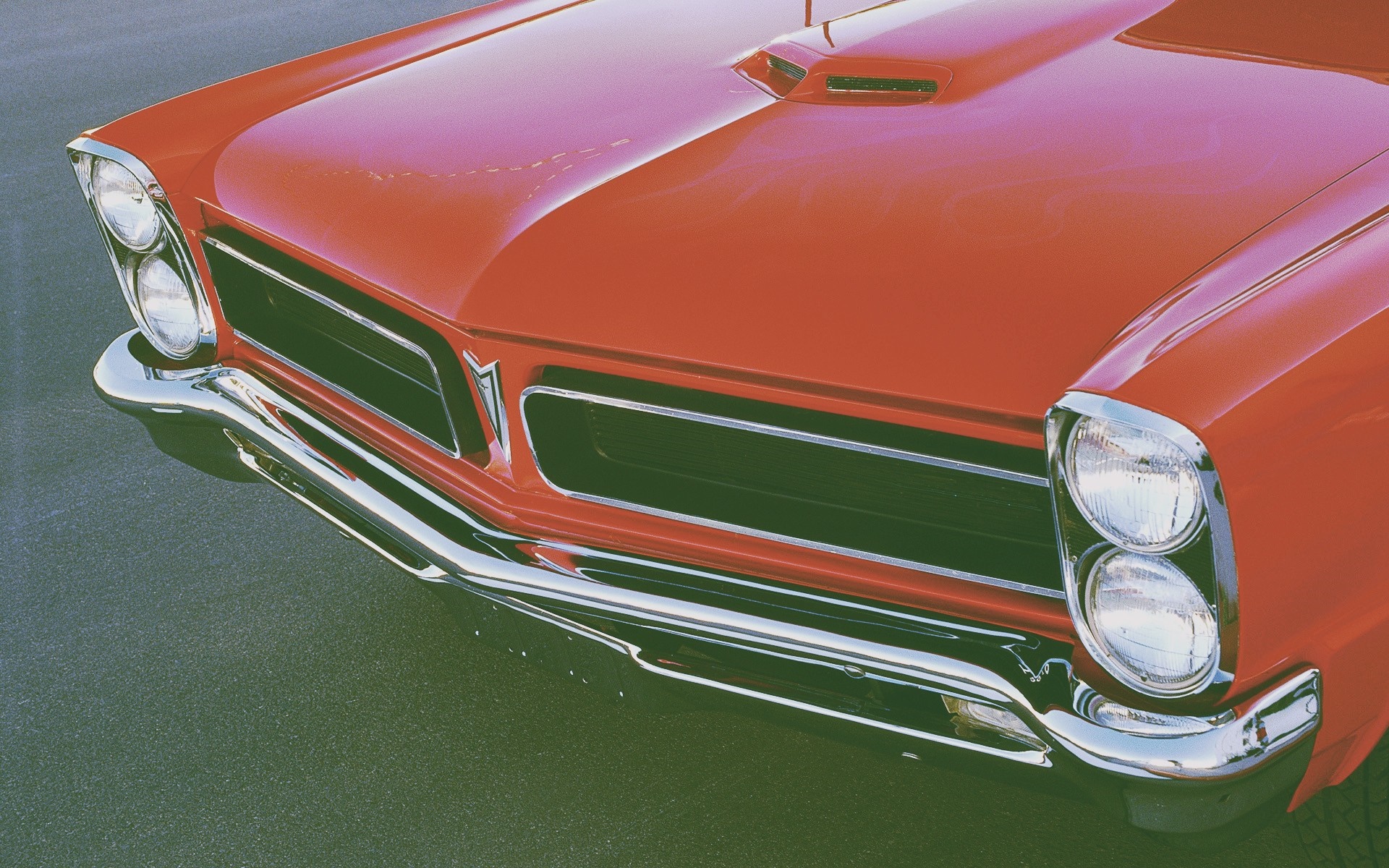 Red Pontiac GTO classic muscle car front view HD Wallpaper