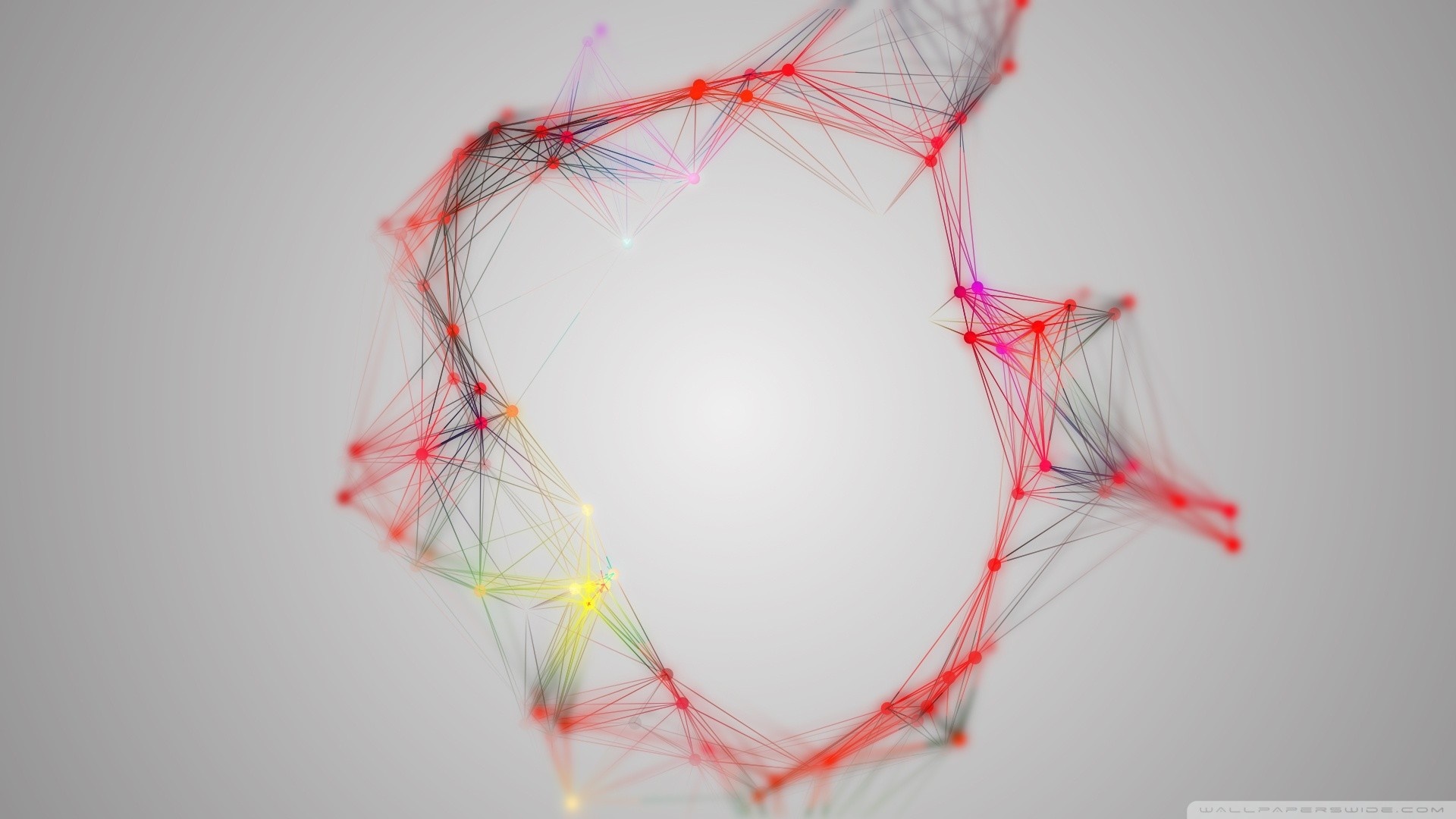 Abstract network of colorful dots and lines HD Wallpaper