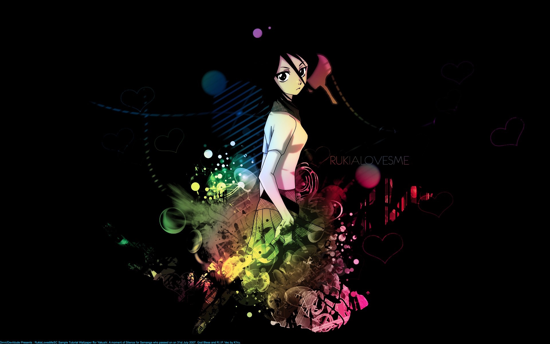 Kuchiki Rukia from Bleach with colorful abstract background HD Wallpaper