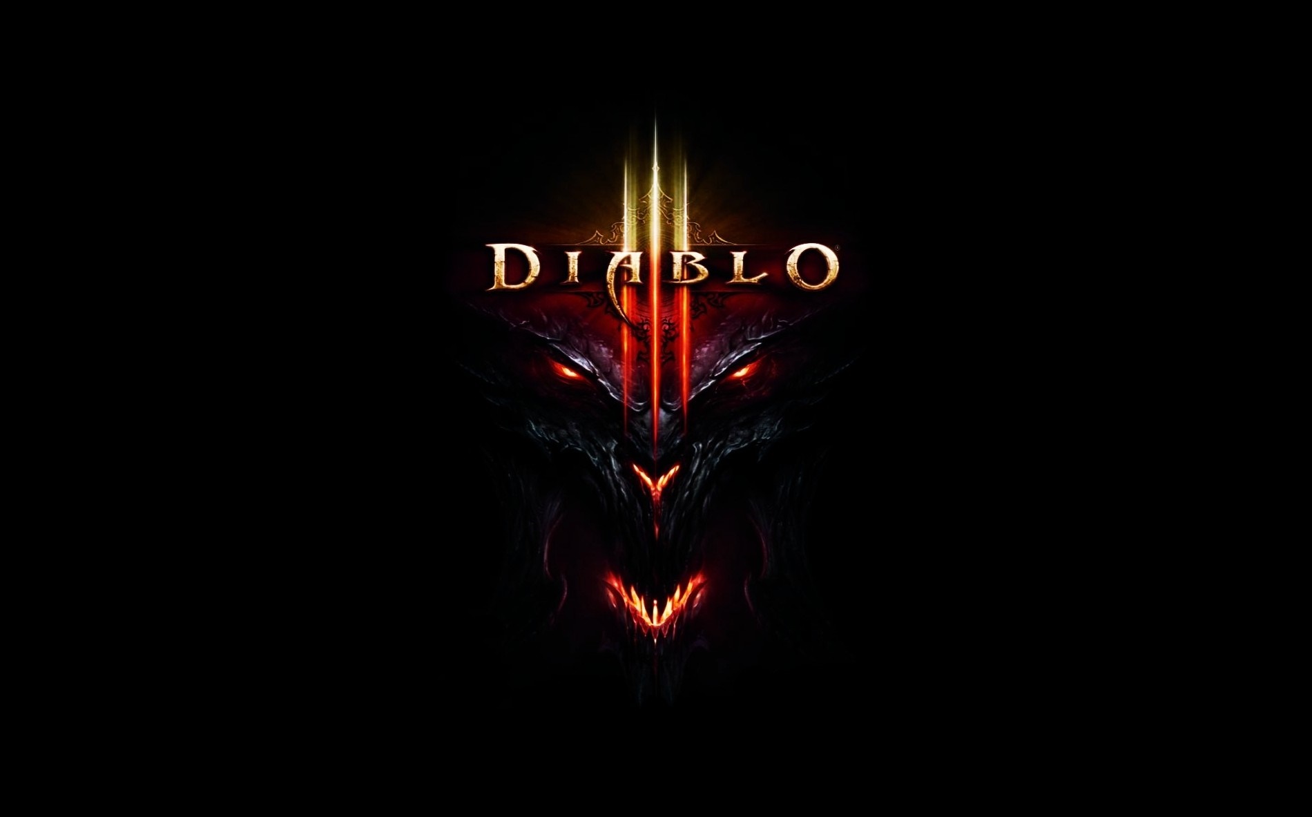 Diablo III logo with demonic face HD Wallpaper