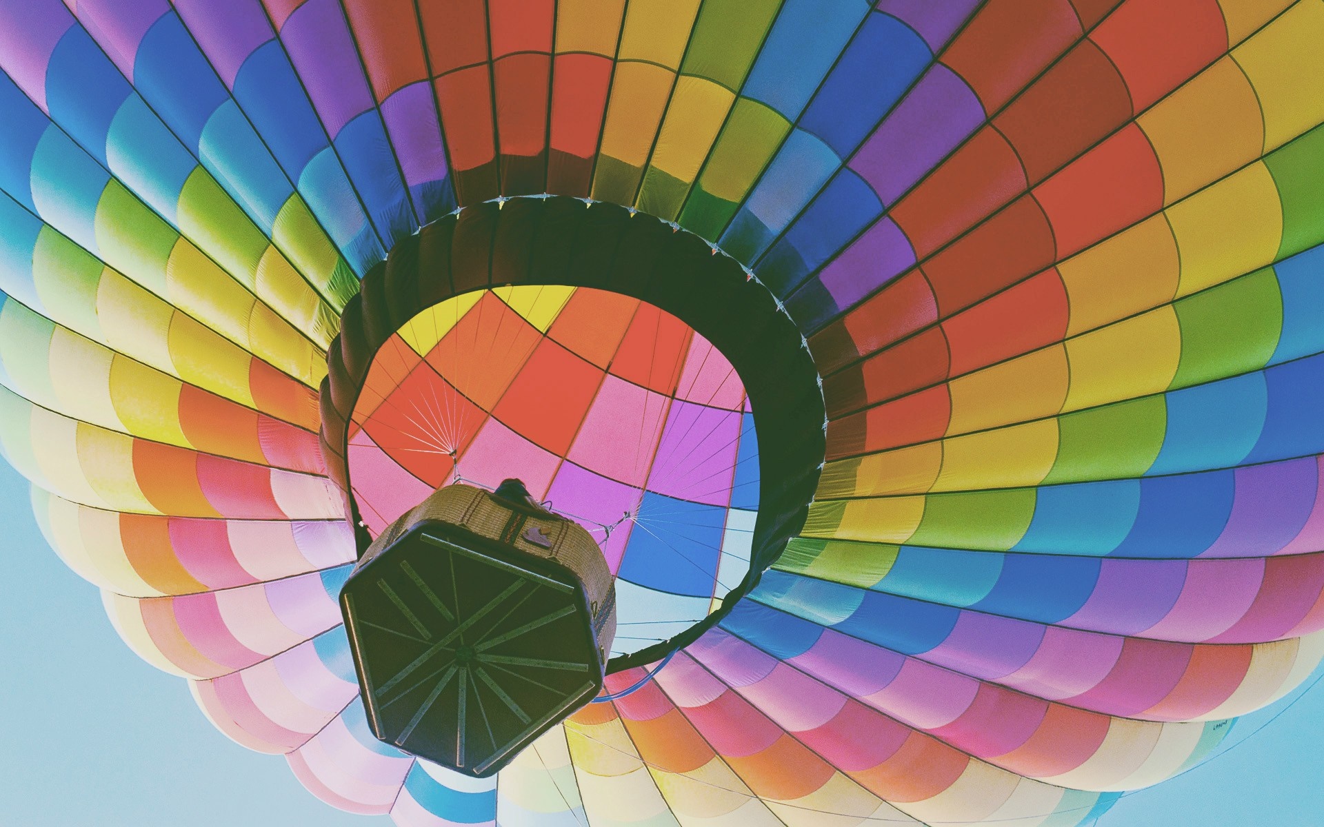 Colorful hot air balloon seen from below HD Wallpaper