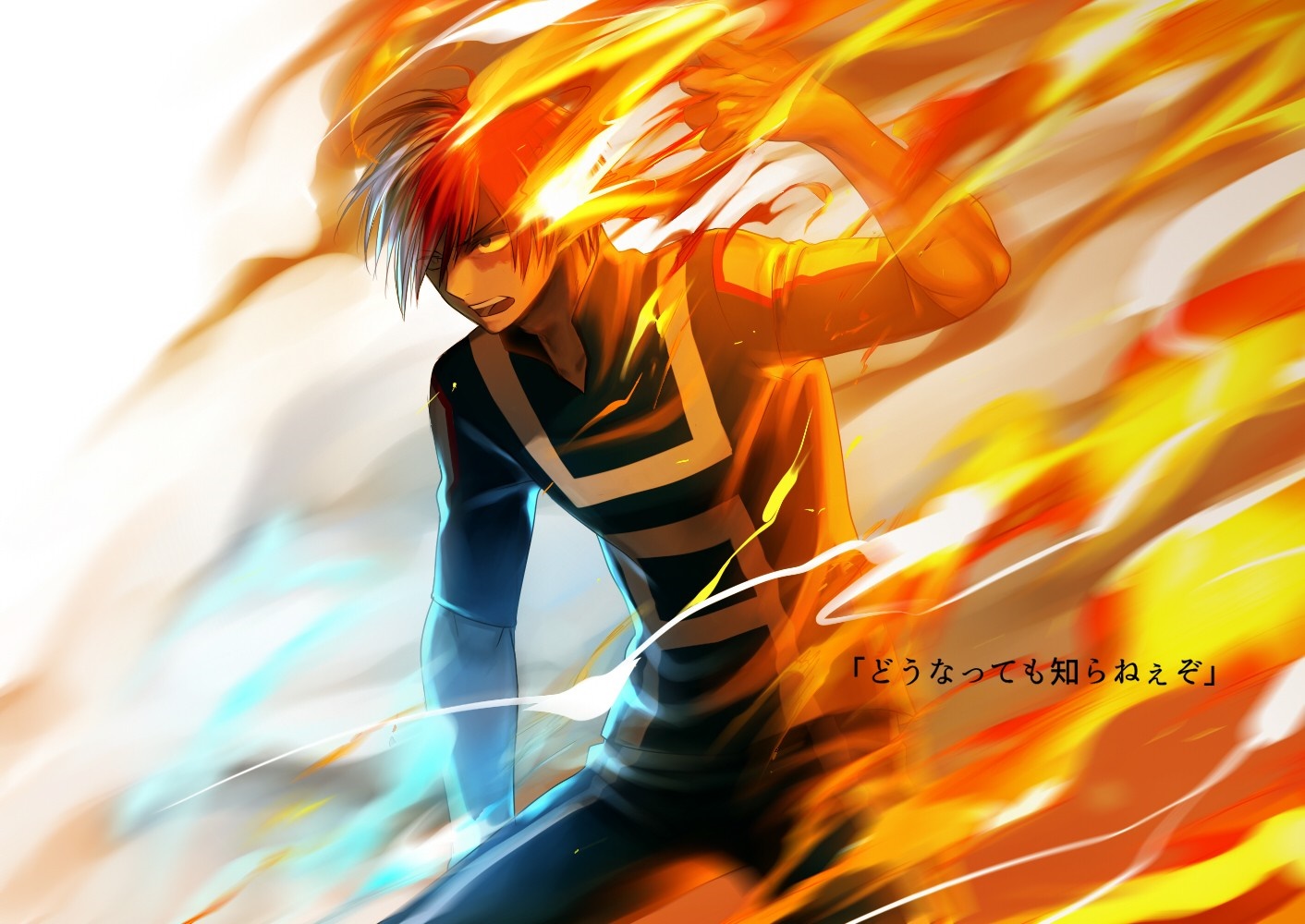 Shoto Todoroki from My Hero Academia with fire and ice HD Wallpaper
