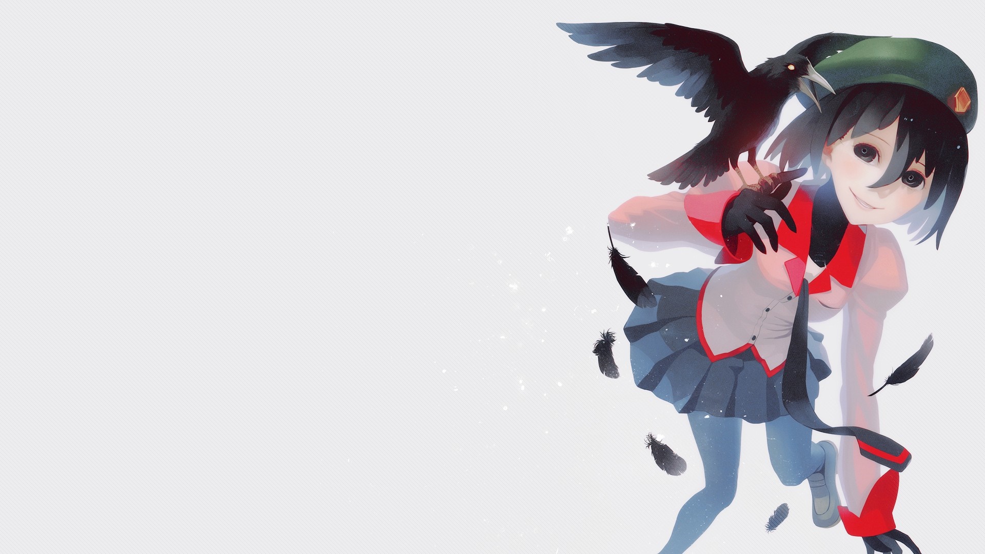 Oshino Ougi from Monogatari Series with a crow HD Wallpaper