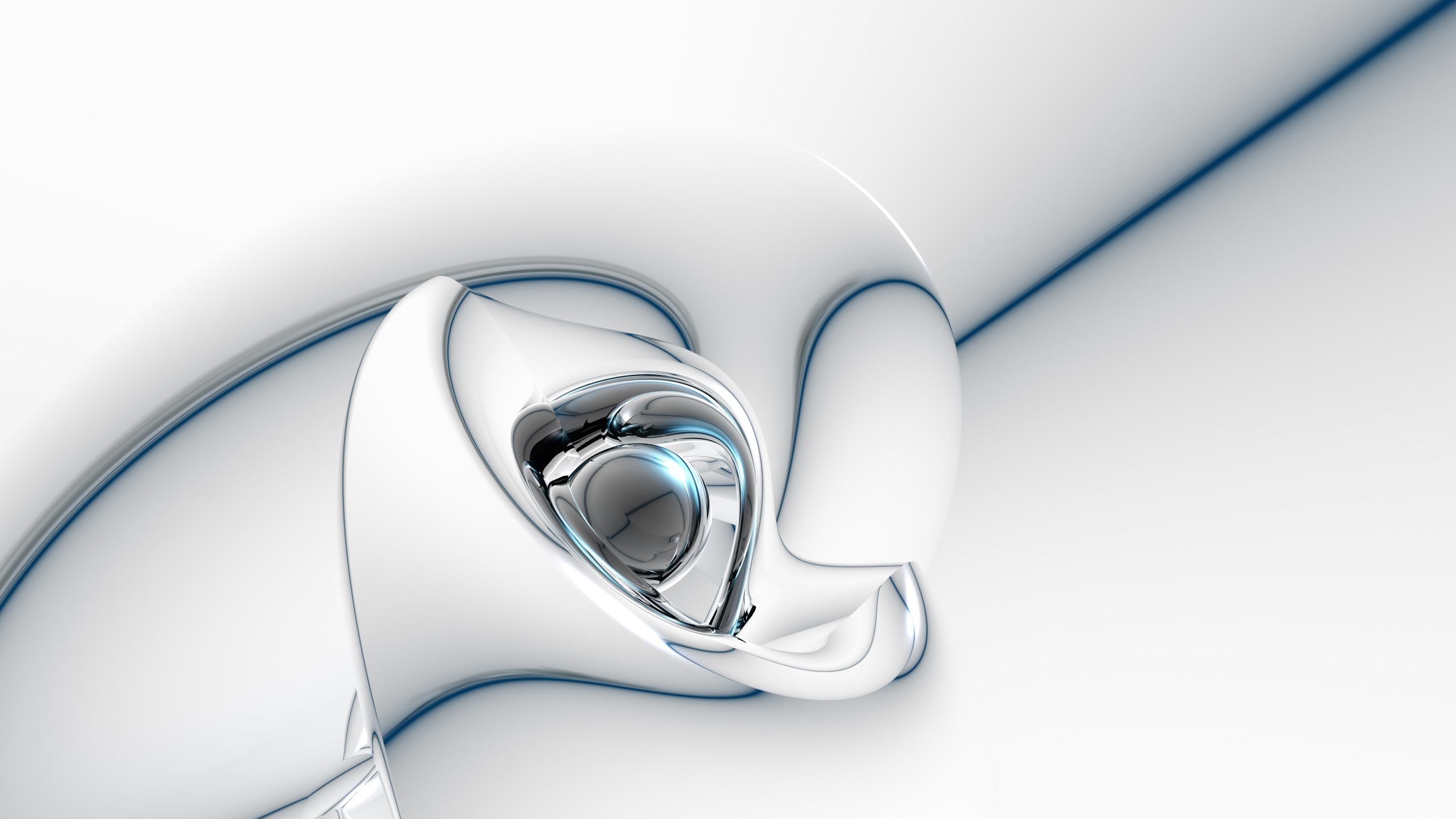 Abstract chrome and white shapes HD Wallpaper