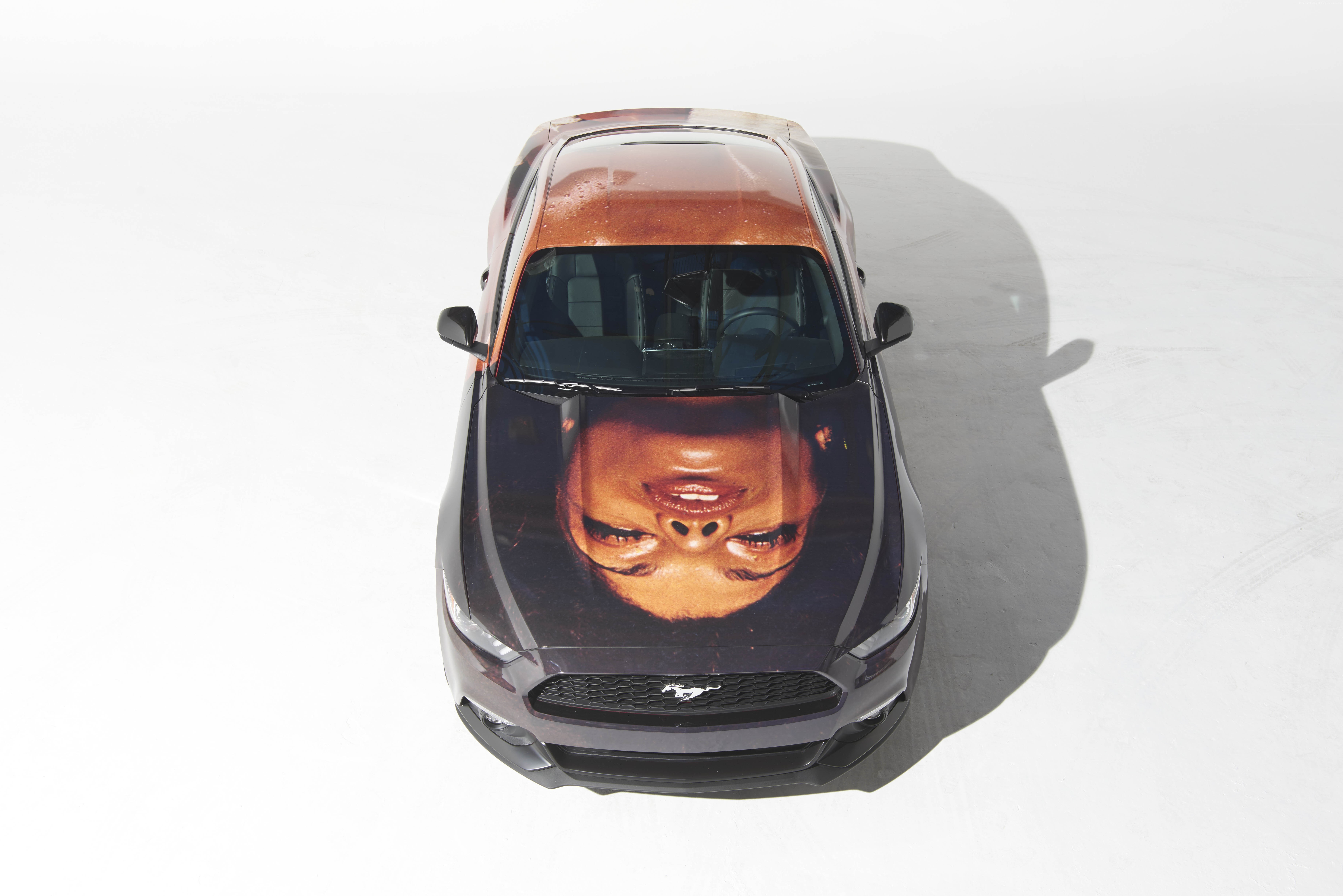 Ford Mustang with portrait art by Thomas Lelu HD Wallpaper