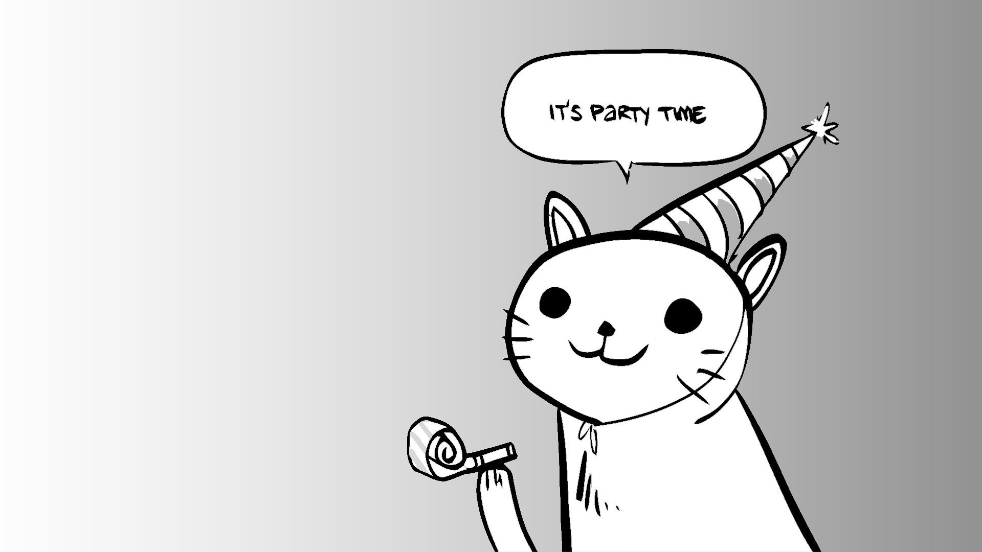Cat wearing a party hat with a party blower HD Wallpaper