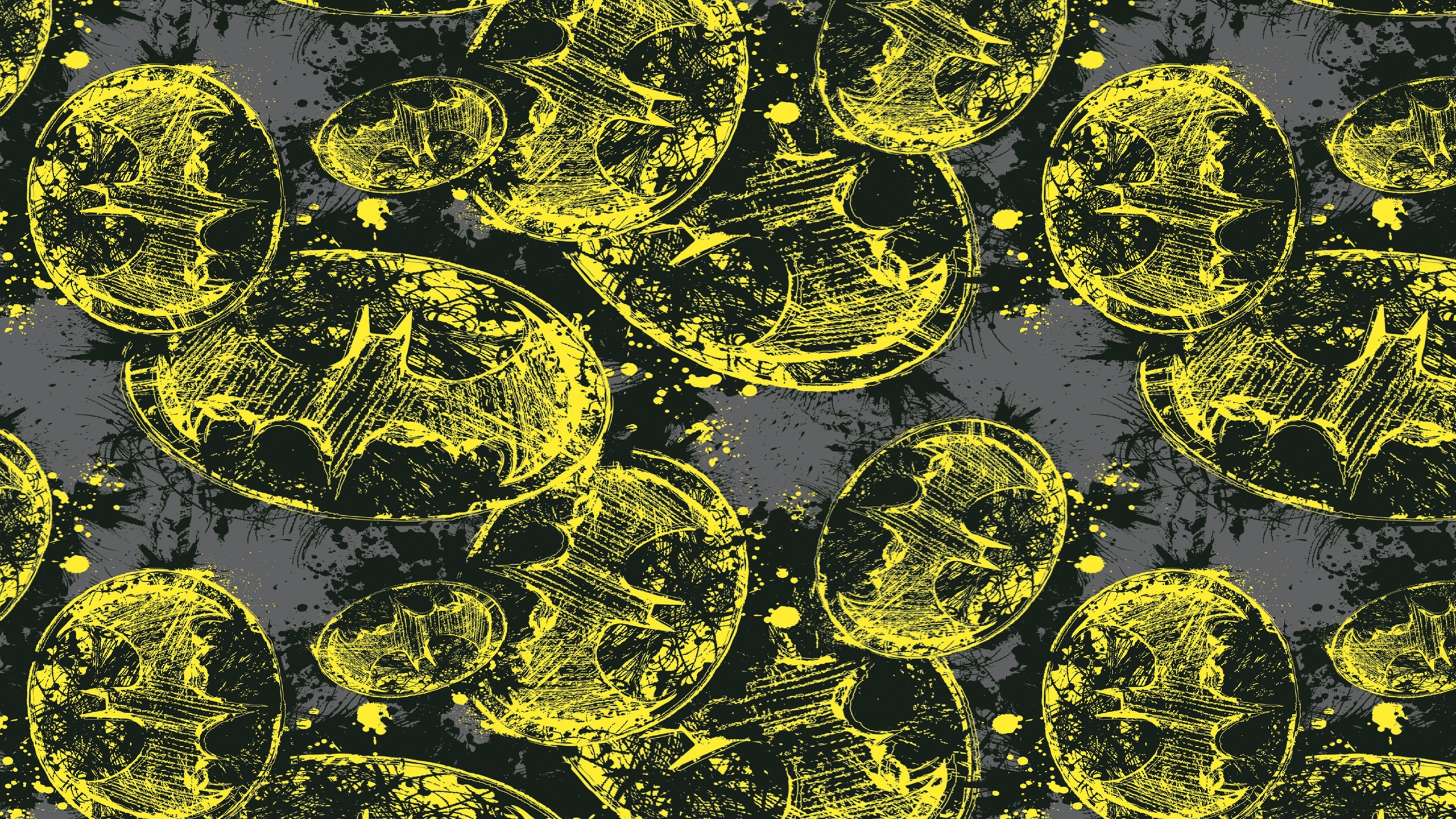 Batman logo pattern with yellow sketch HD Wallpaper