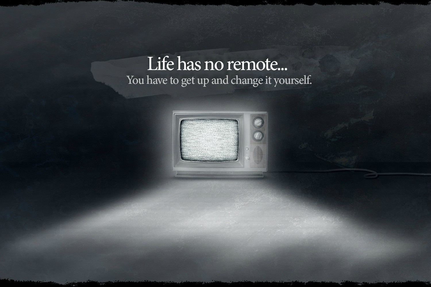 Life has no remote quote with vintage TV HD Wallpaper