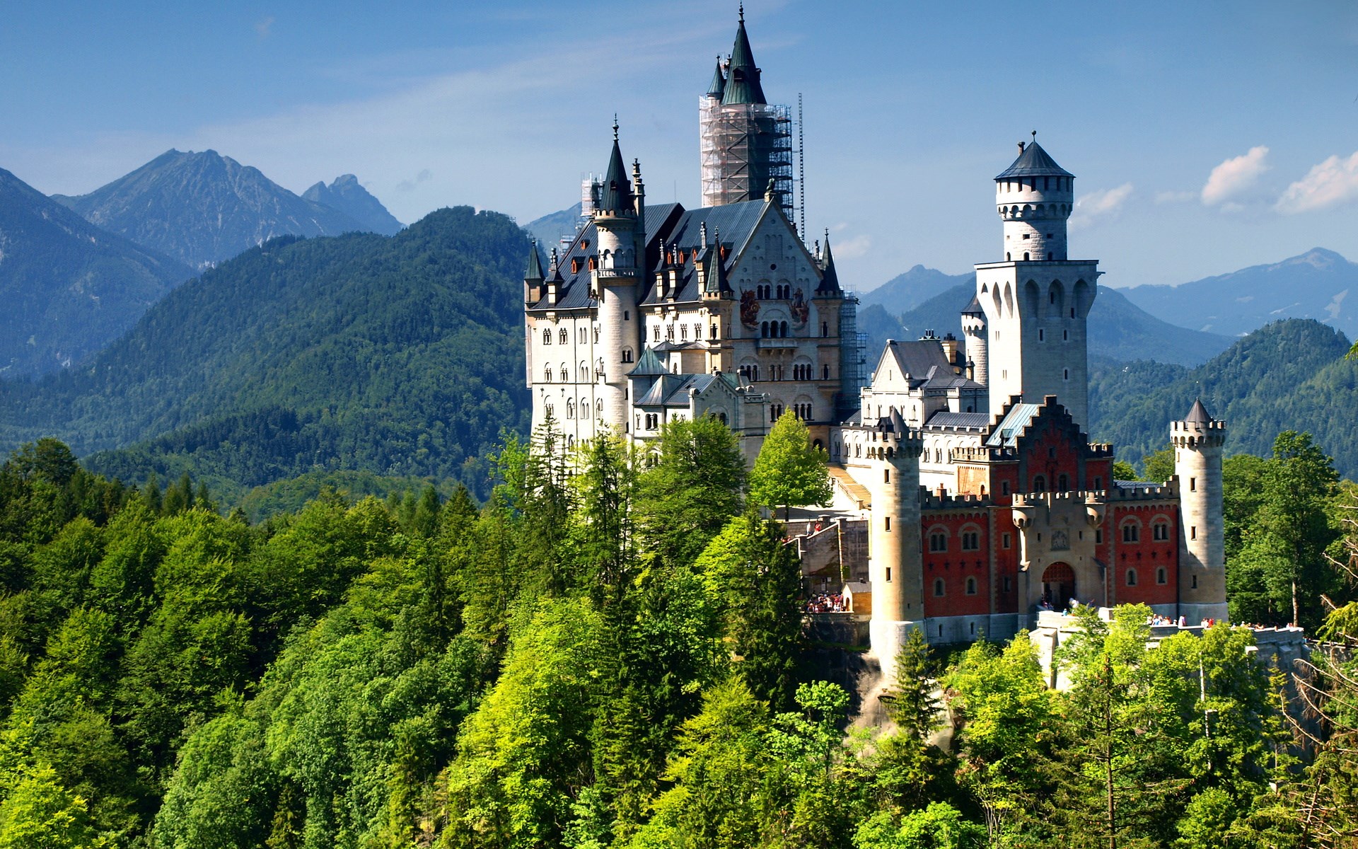Neuschwanstein Castle in the Bavarian Alps HD Wallpaper
