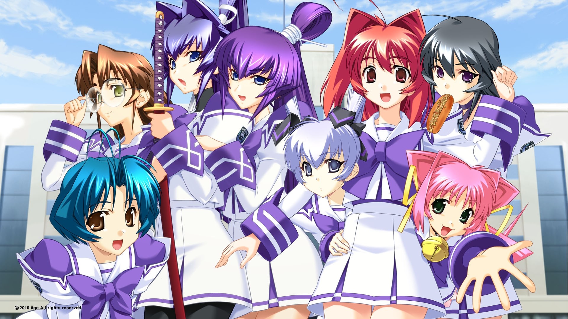 Muv Luv characters in school uniforms HD Wallpaper