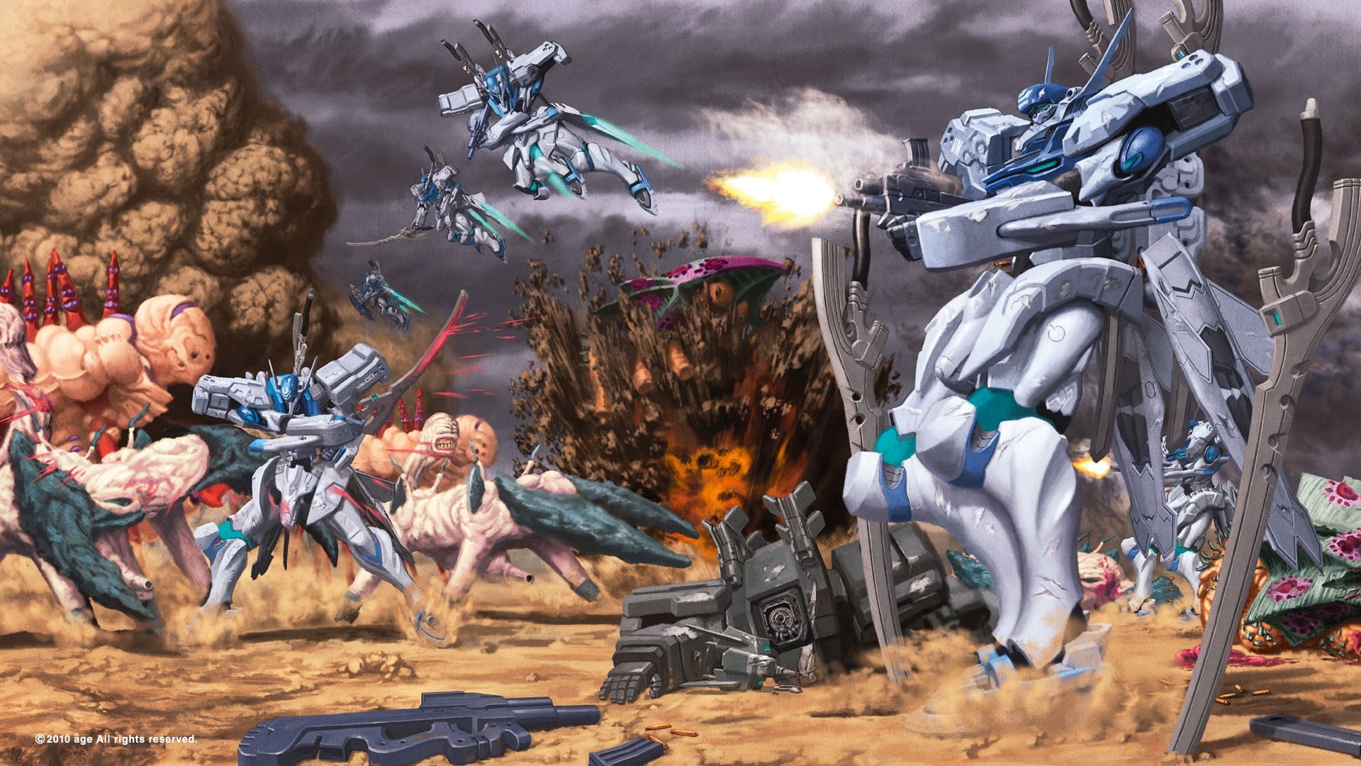 Muv Luv Mechs in Combat HD Wallpaper