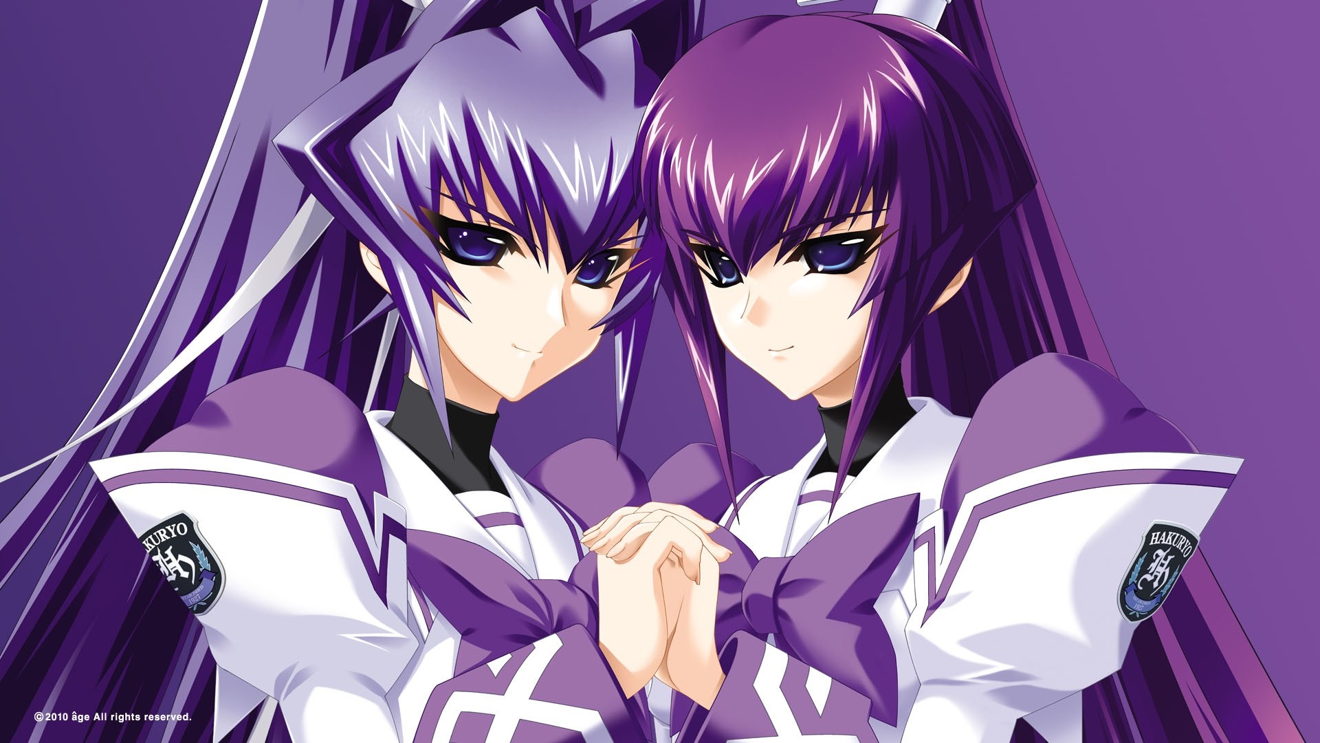 Two anime girls from Muv Luv holding hands HD Wallpaper