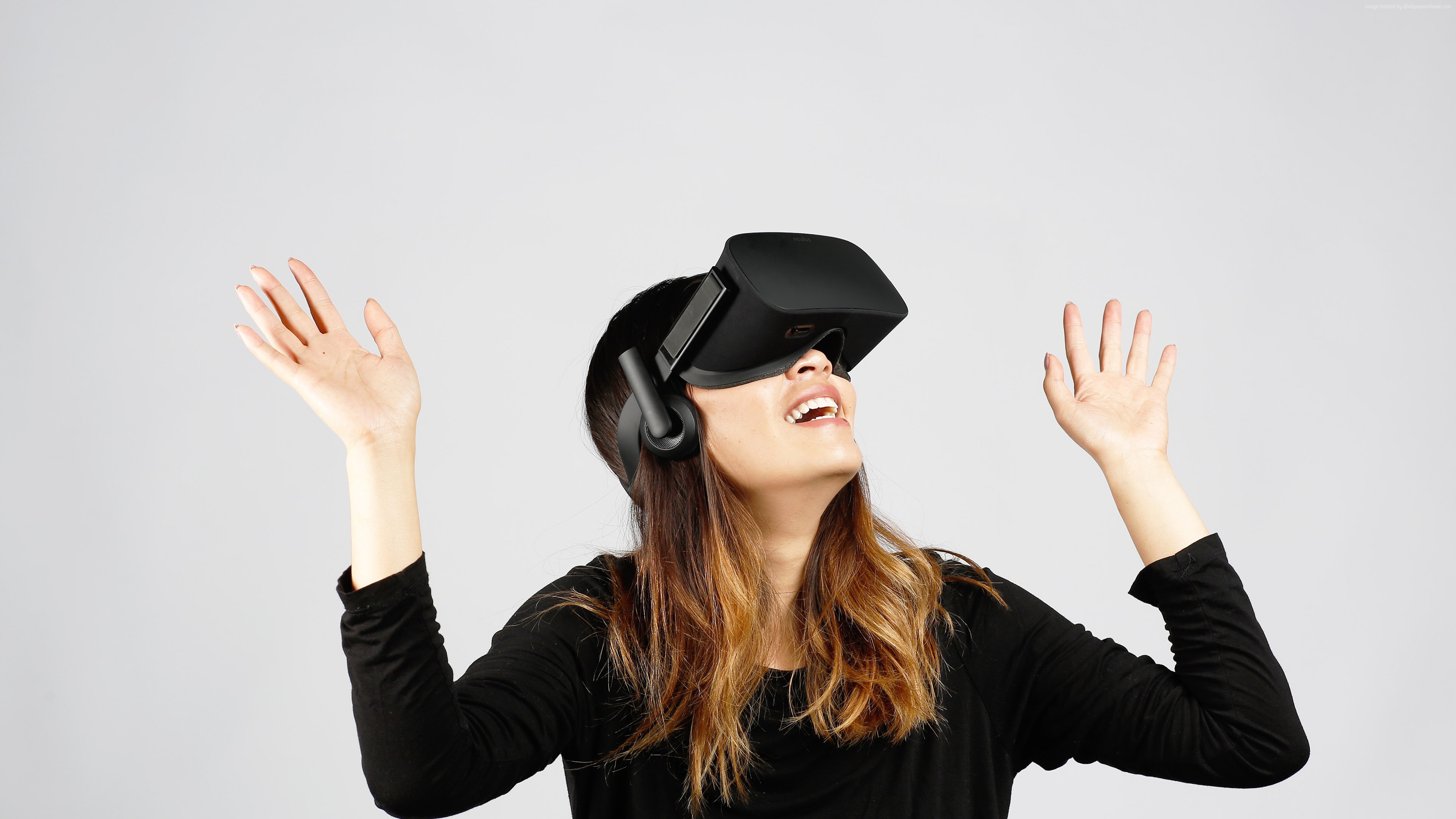 Woman wearing Oculus Rift VR headset HD Wallpaper