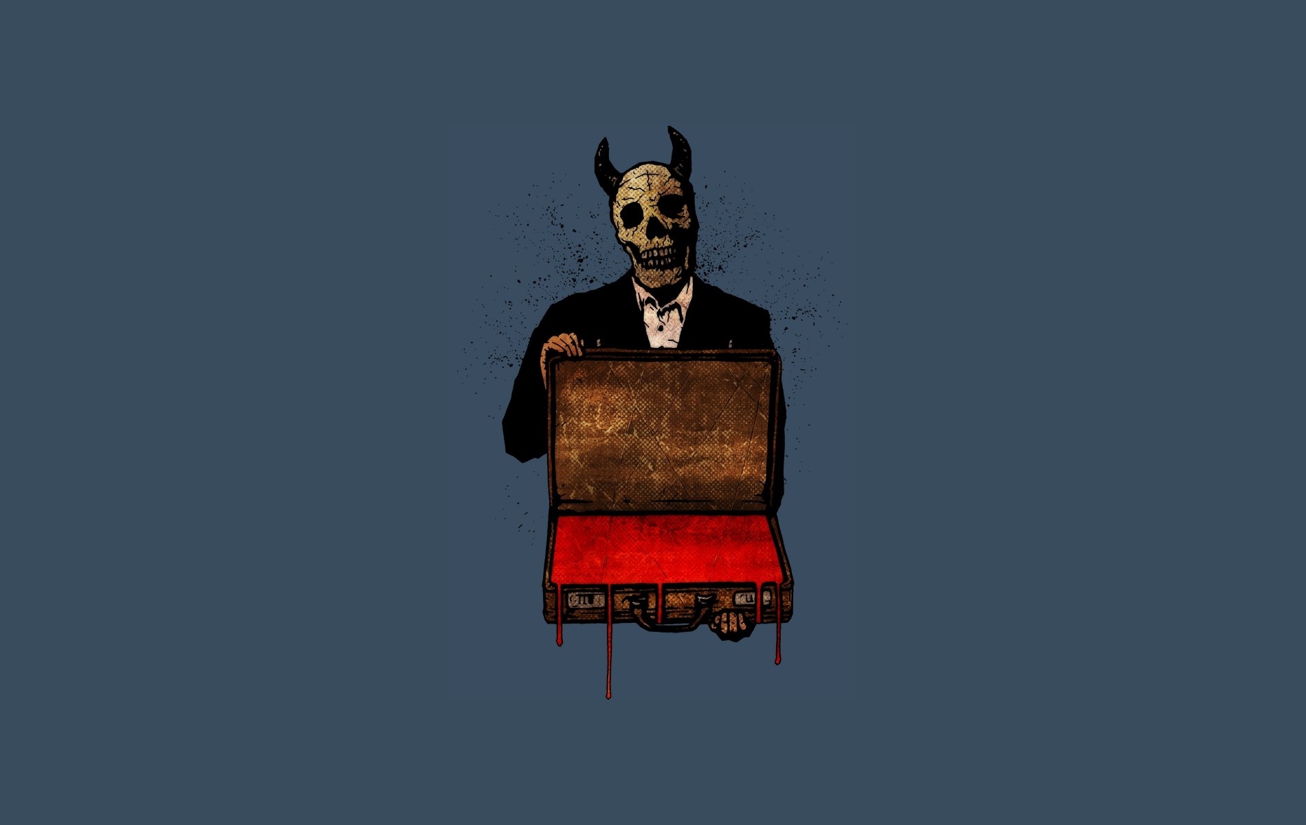 Devil in a suit holding a bloody briefcase HD Wallpaper