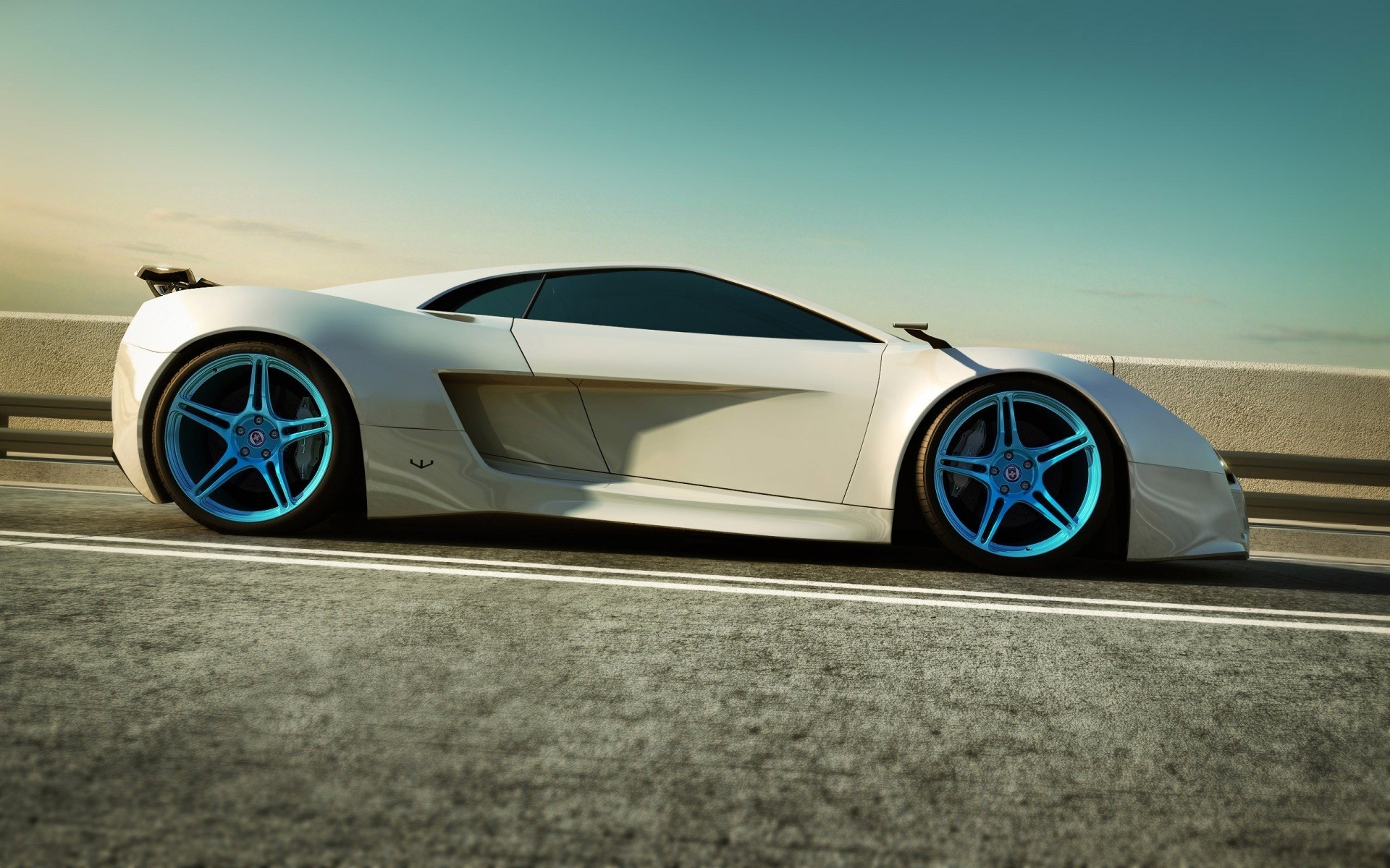 Red sports car with custom wheels and spoiler HD Wallpaper
