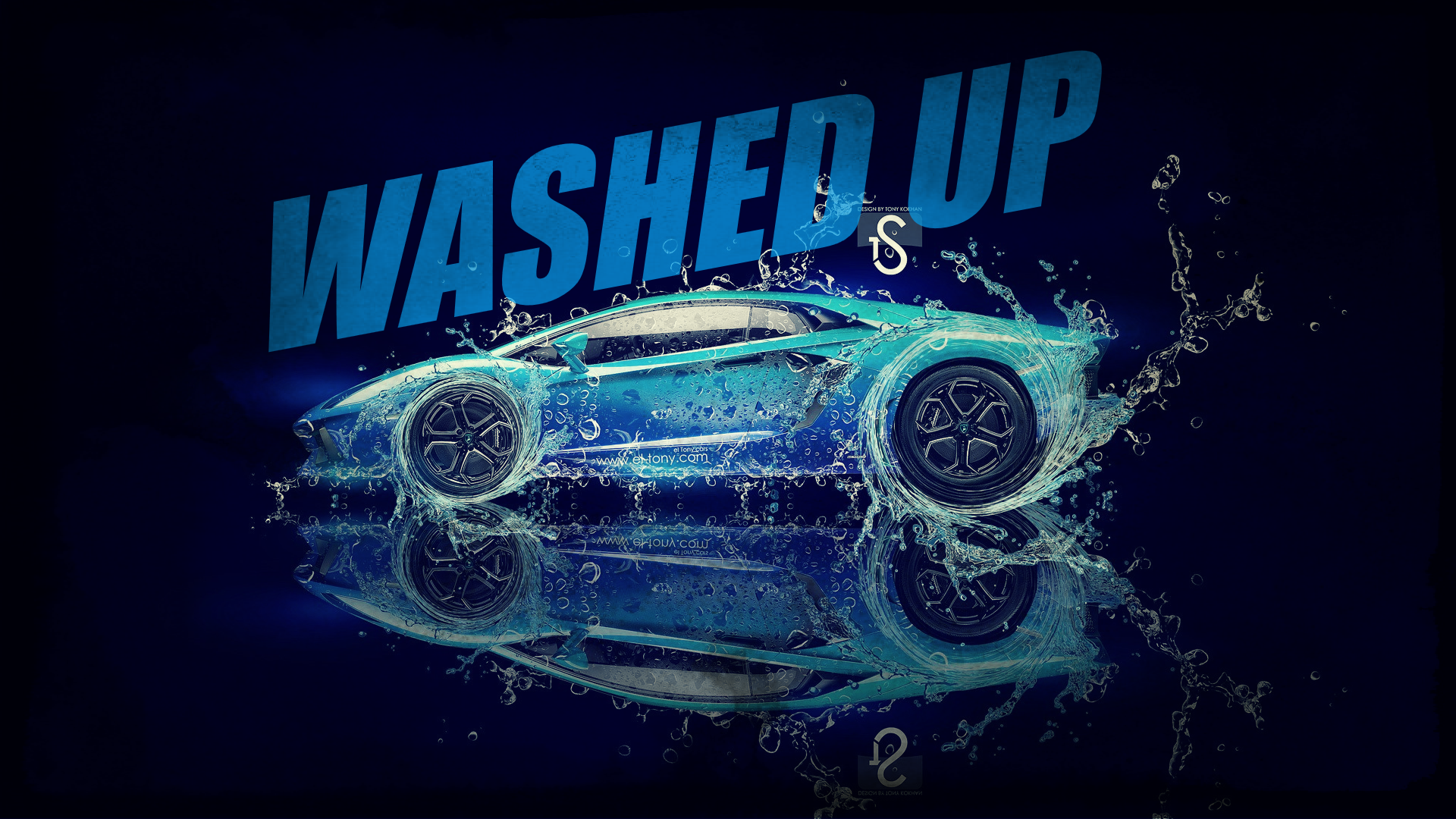 Blue Lamborghini Aventador with water splashes HD Wallpaper