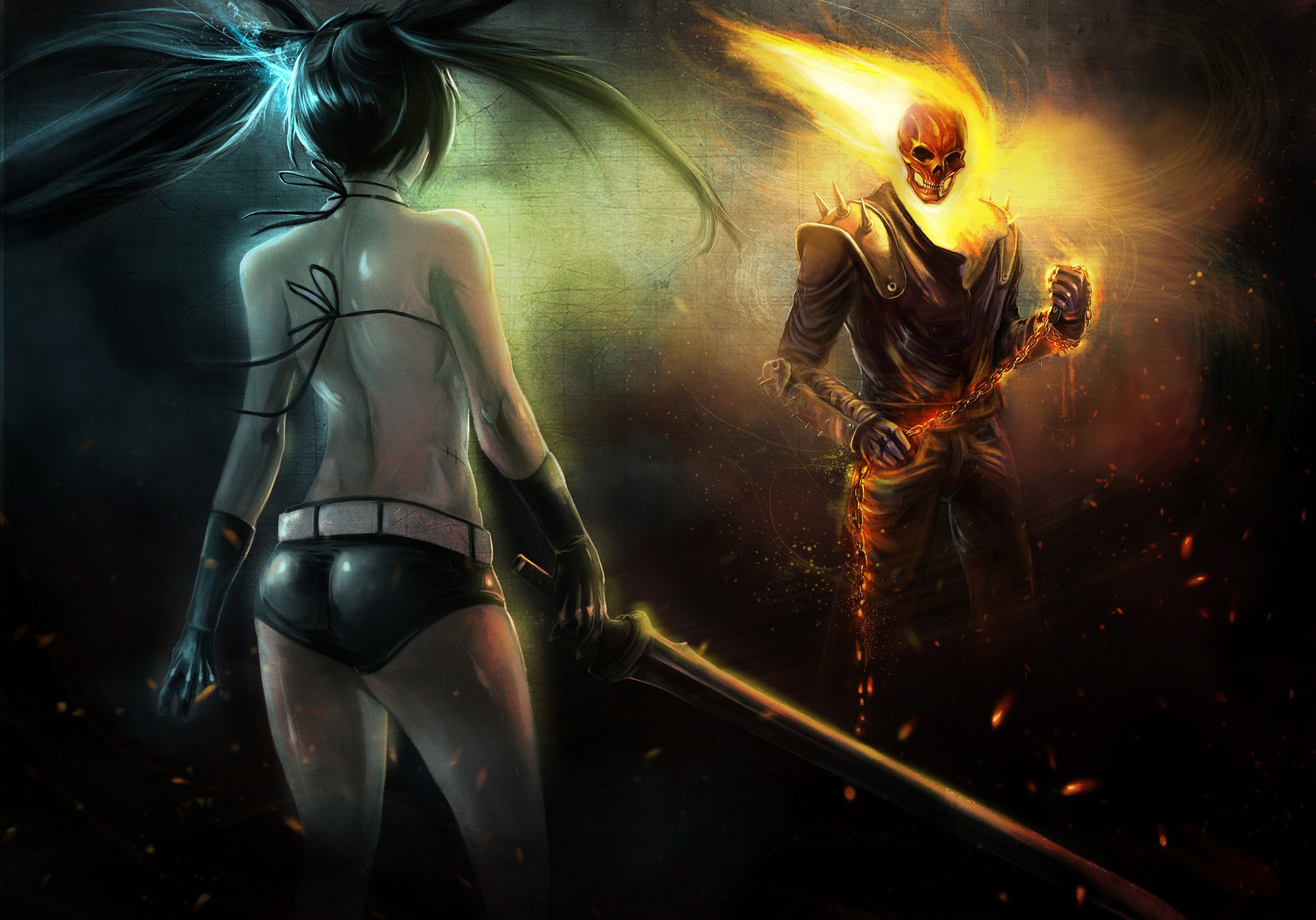 Black Rock Shooter vs. Ghost Rider HD Wallpaper