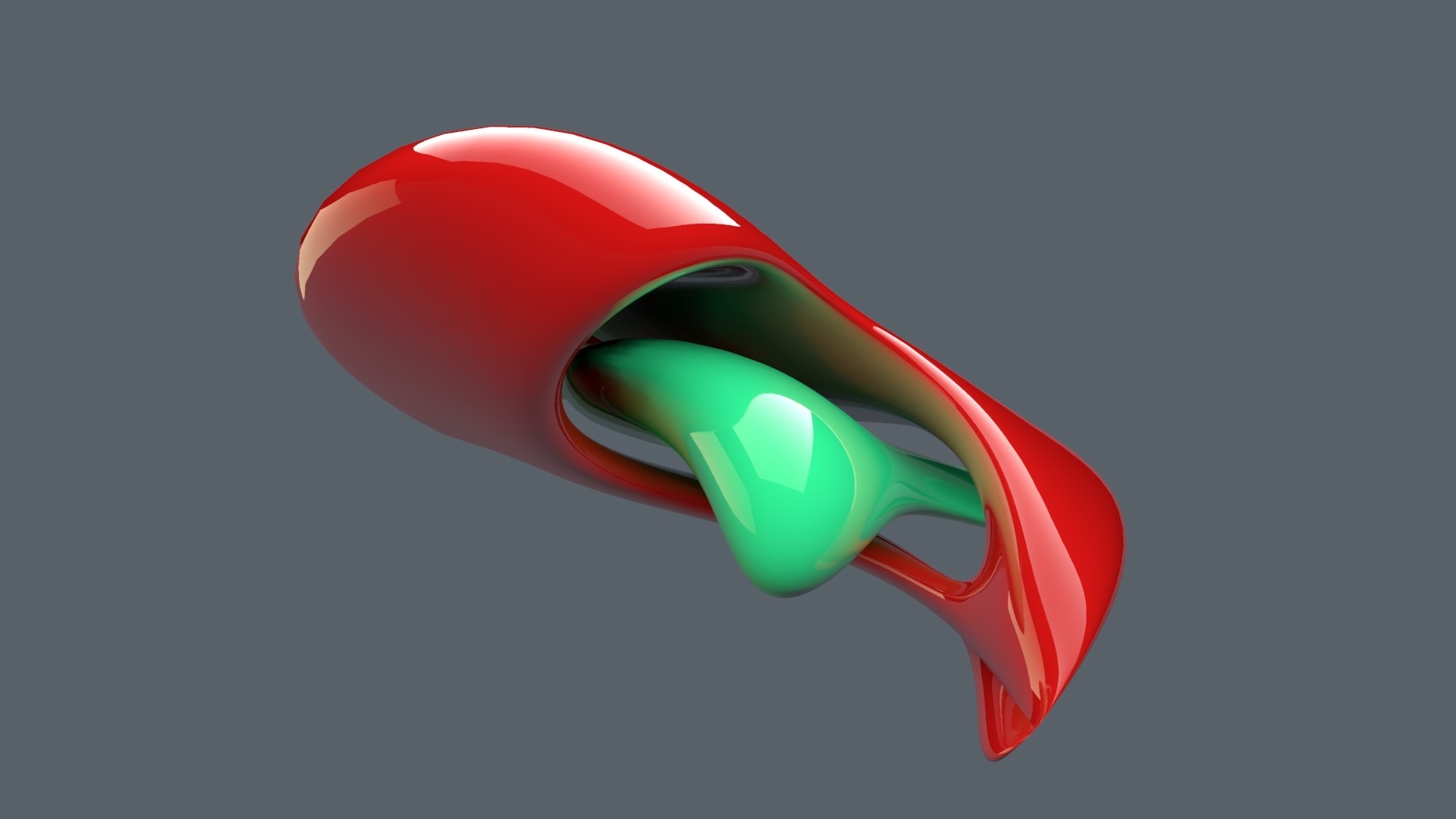 Abstract red and green organic sculpture HD Wallpaper