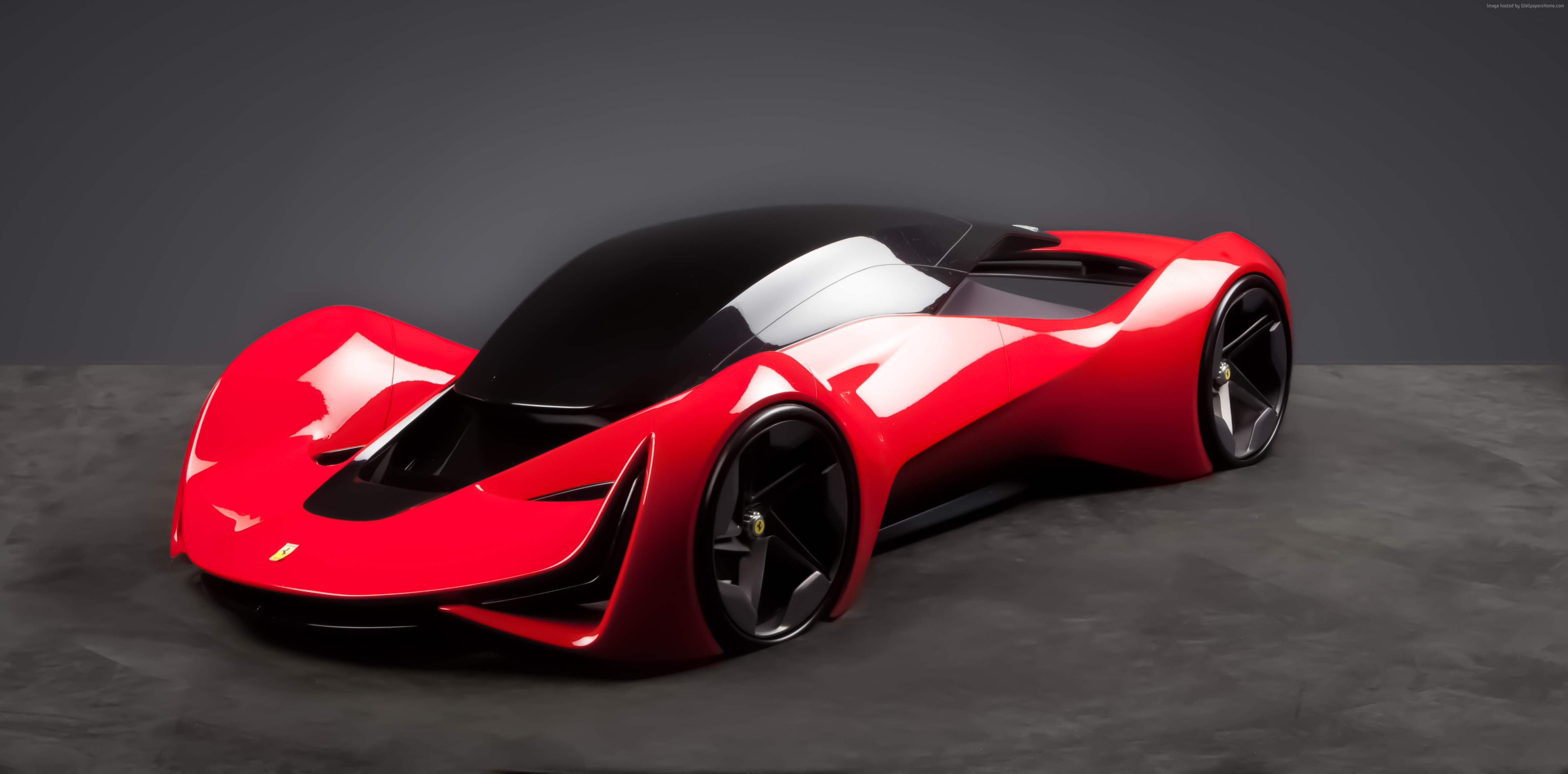 Red Ferrari Futurismo supercar concept HD Wallpaper