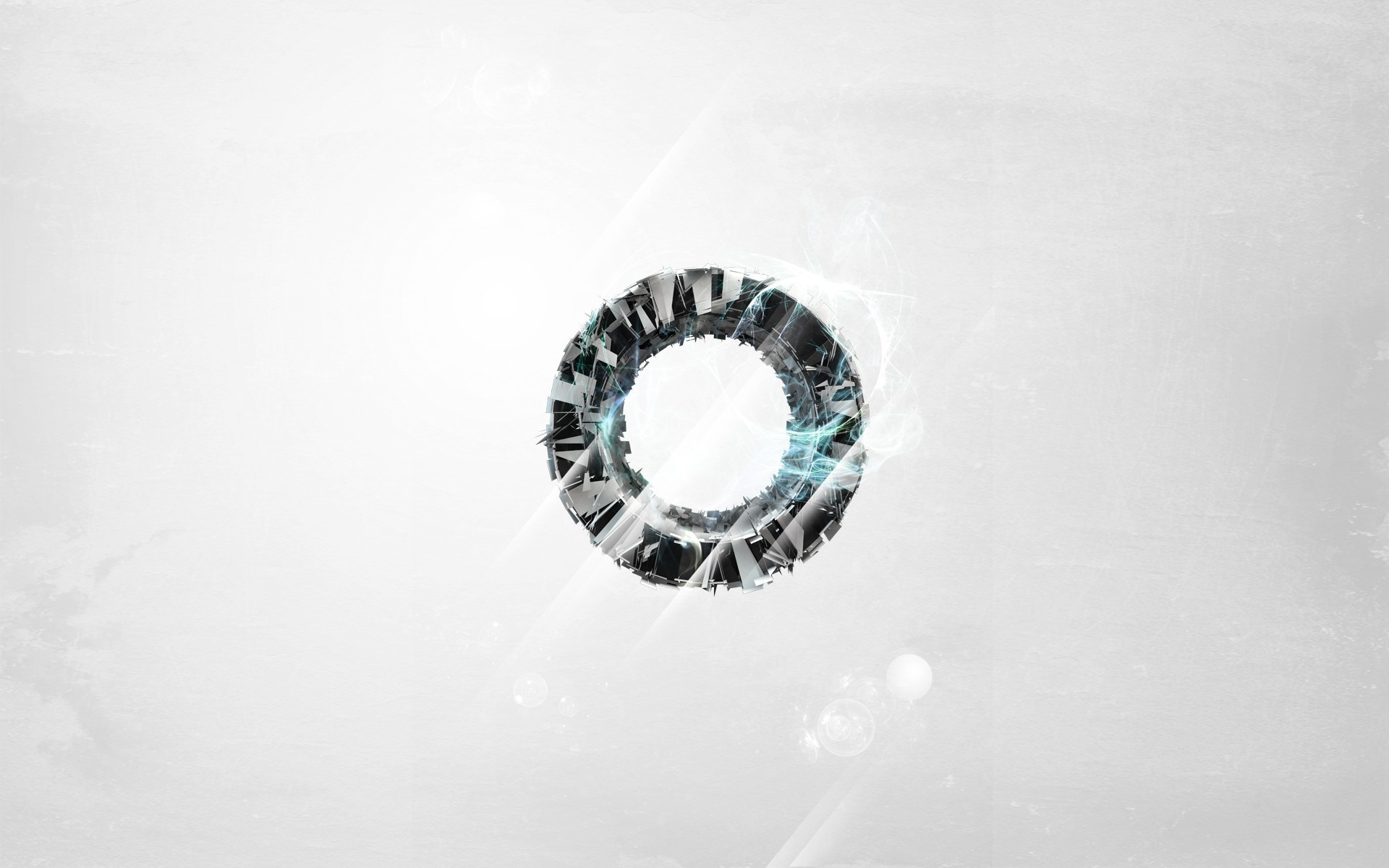 Abstract digital art of a metallic ring with blue energy HD Wallpaper