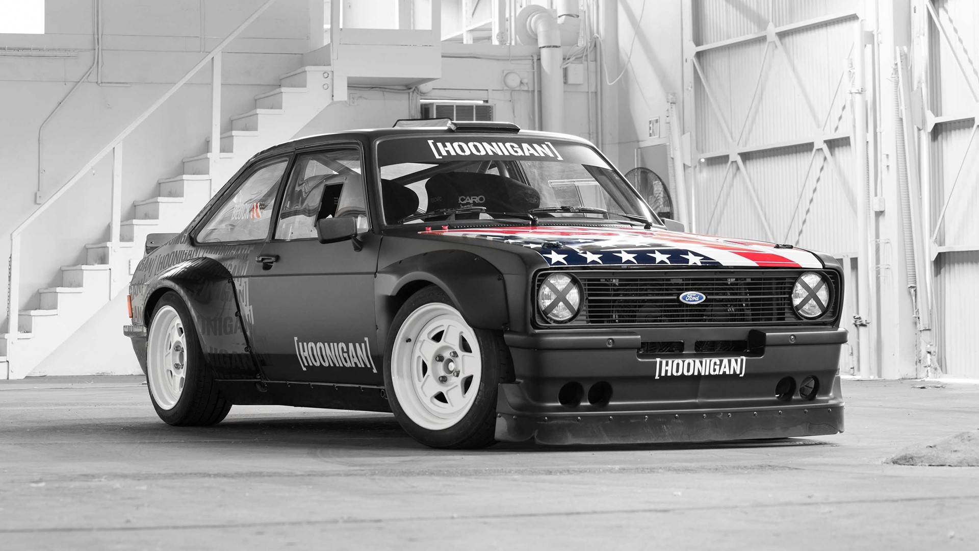 Ford Escort Hoonigan with American Flag Livery HD Wallpaper