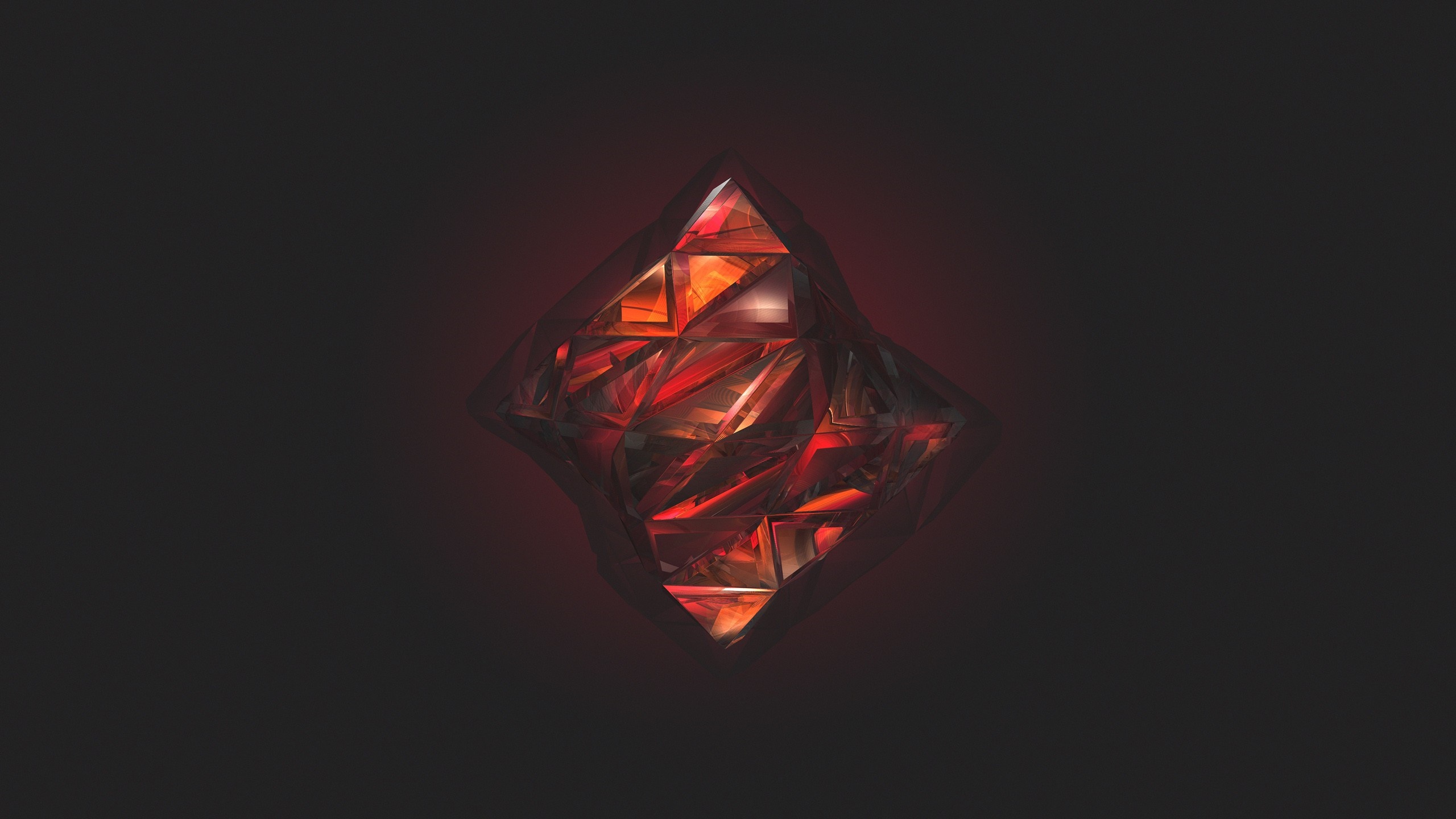 Abstract red crystal shape with light and darkness HD Wallpaper
