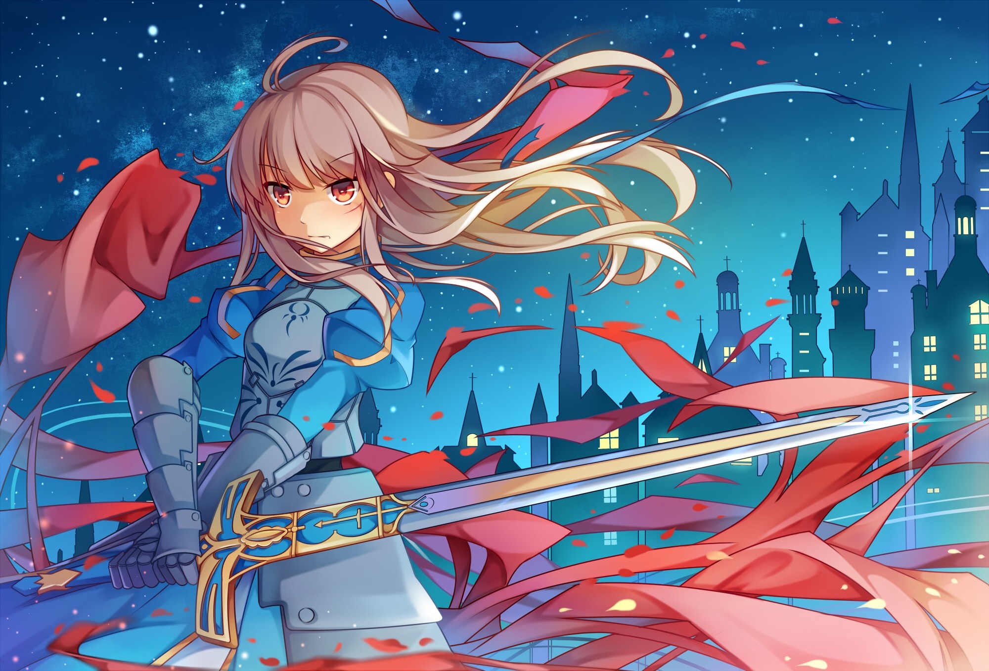Saber from Fate Series holding a sword HD Wallpaper