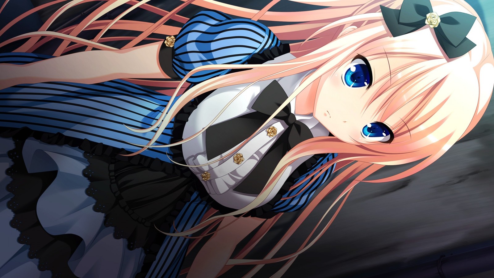 Anime girl with blonde hair and blue eyes HD Wallpaper