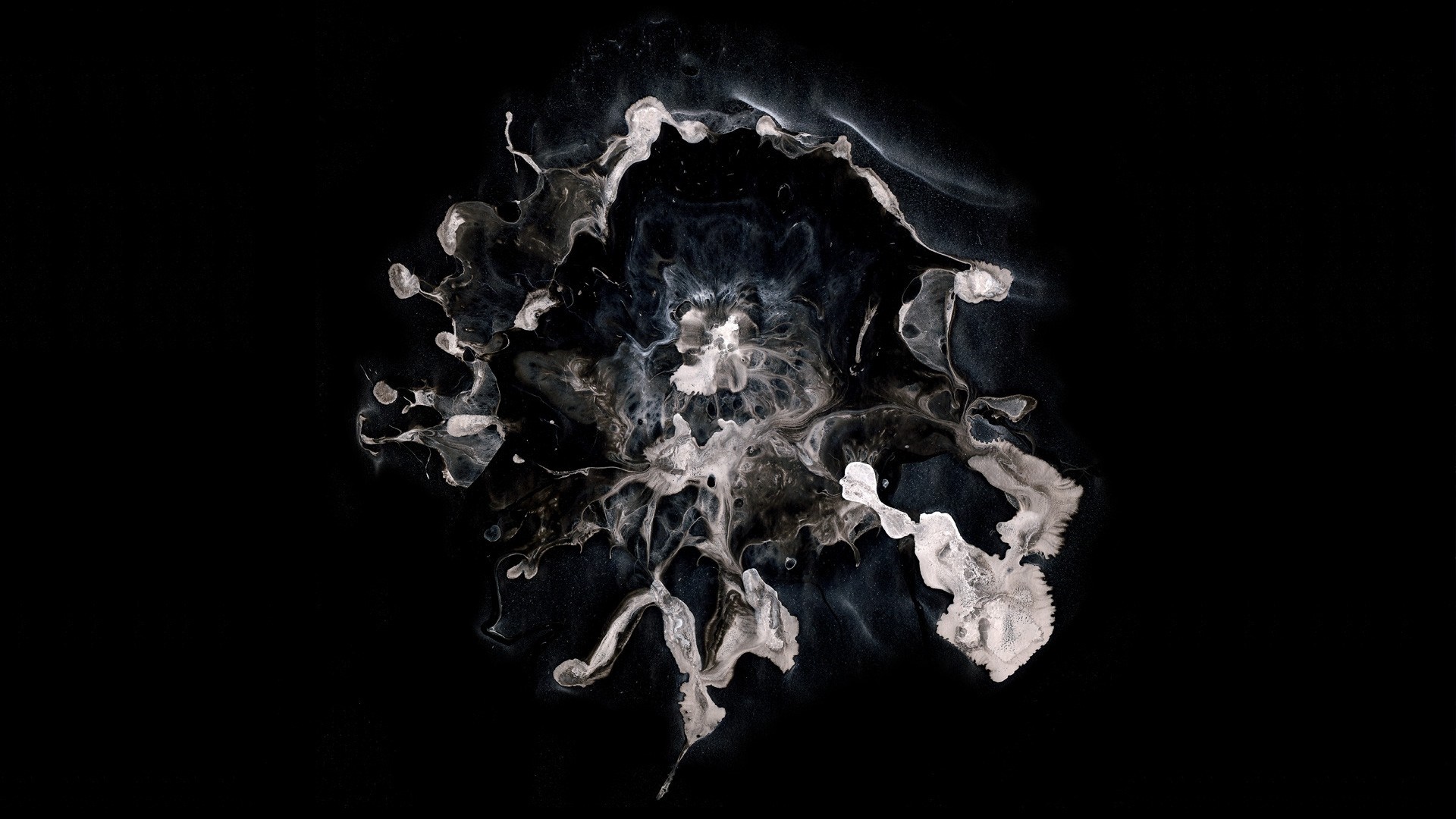 Abstract black and white ink splash HD Wallpaper