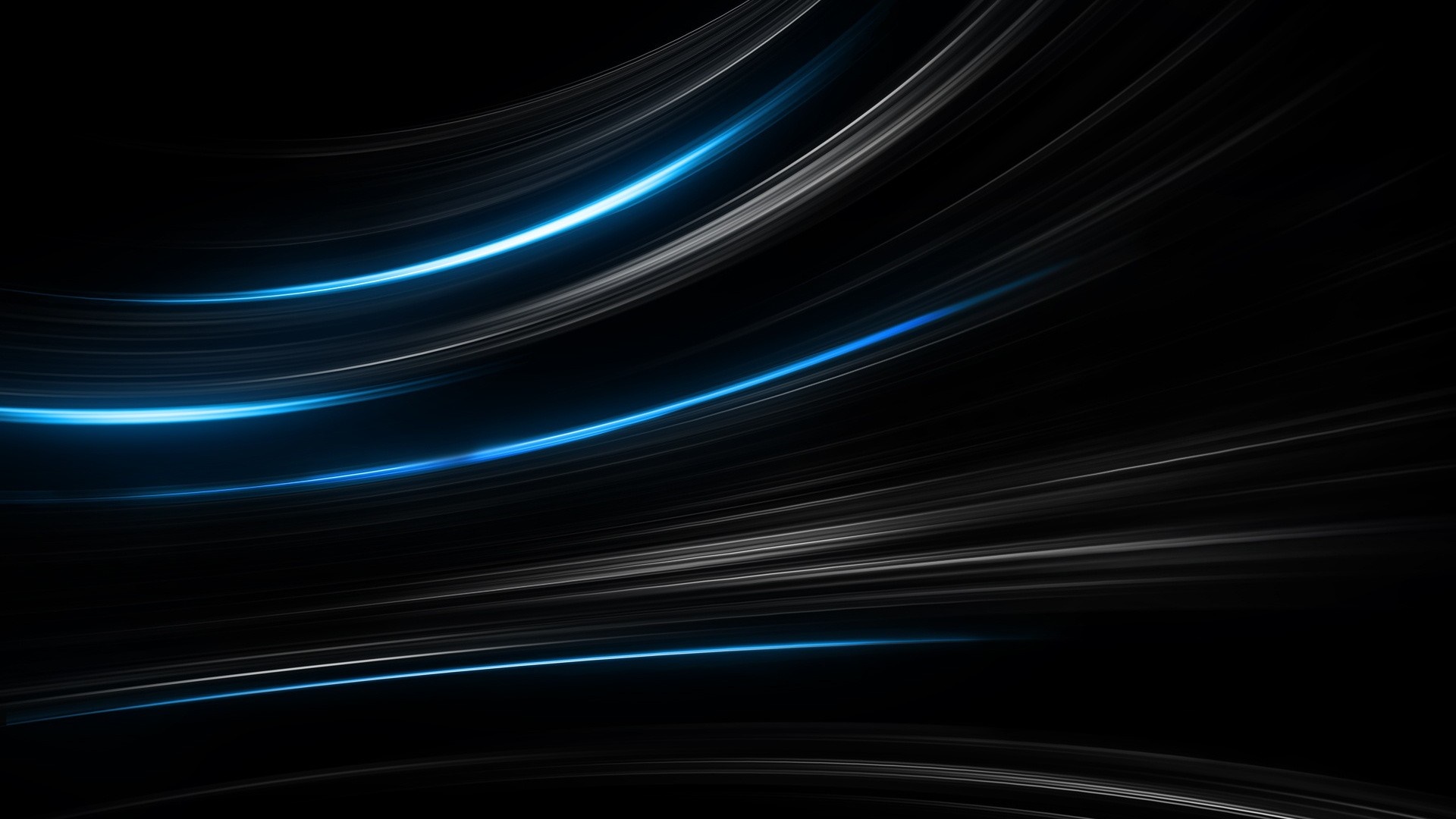 Abstract blue and white light streaks on black background HD Wallpaper