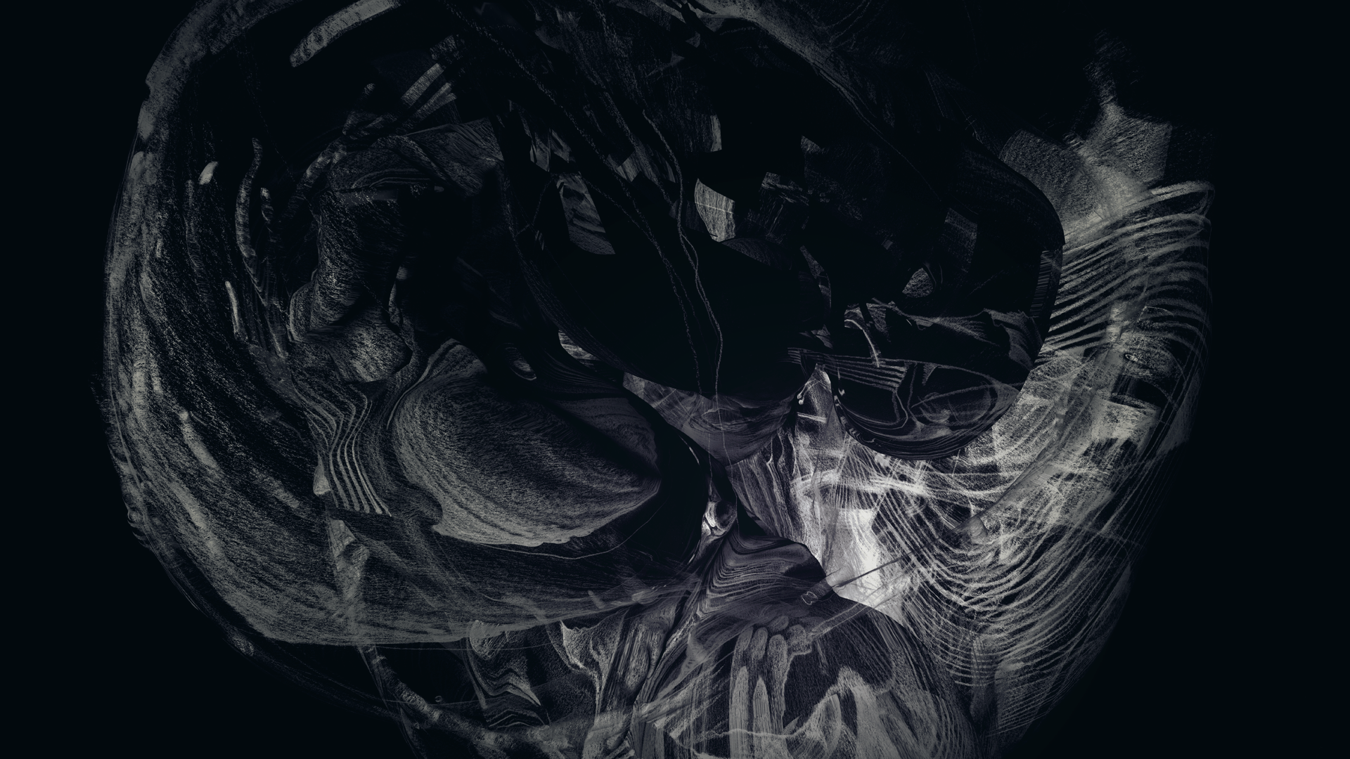 Abstract dark digital art with swirling patterns HD Wallpaper