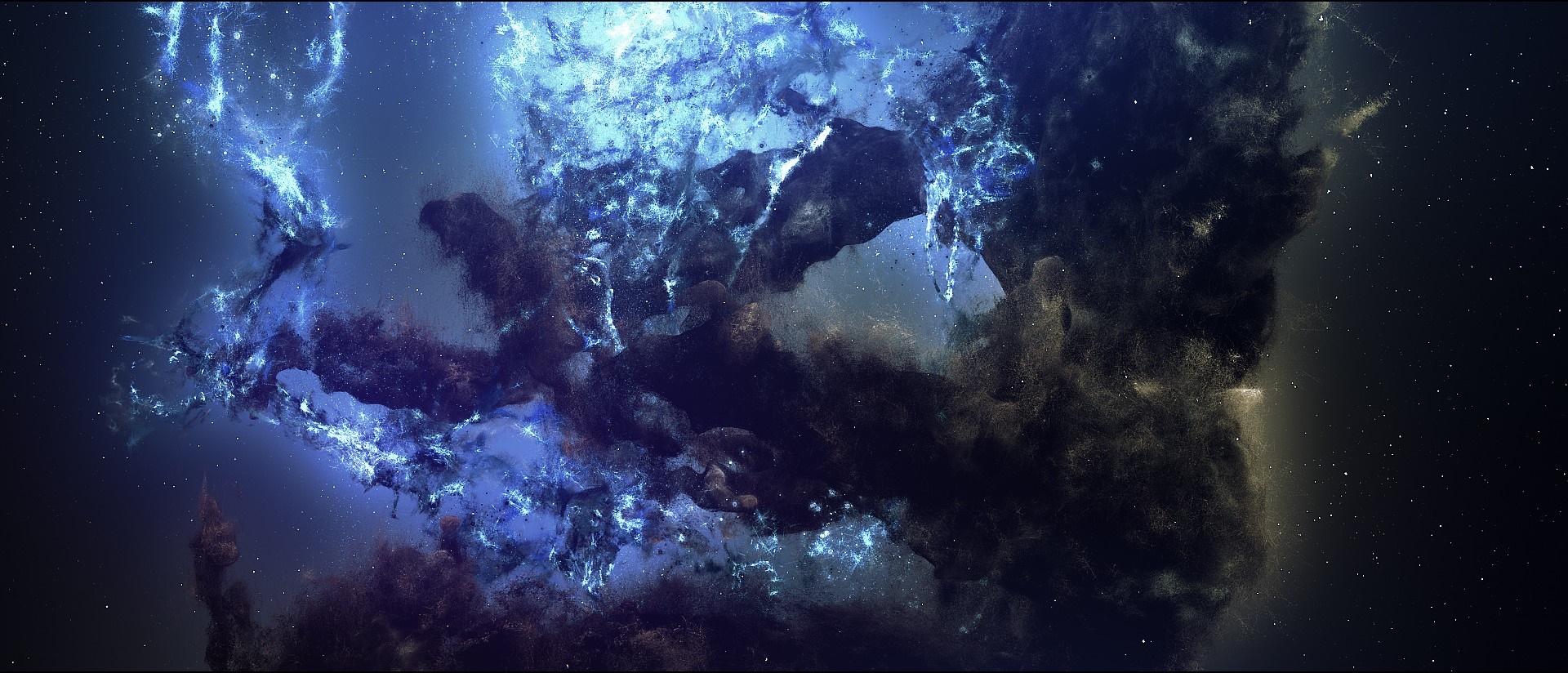 Digital art of a cosmic nebula in space HD Wallpaper