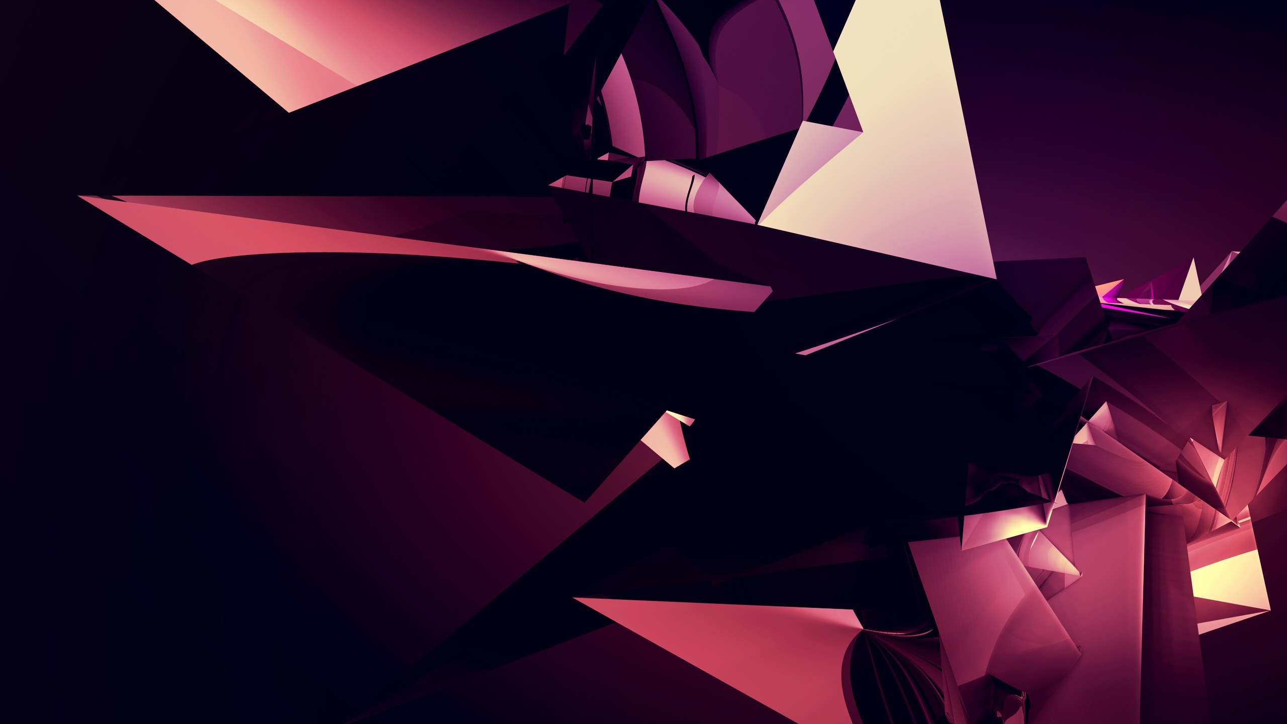 Abstract geometric shapes with pink and purple lighting HD Wallpaper
