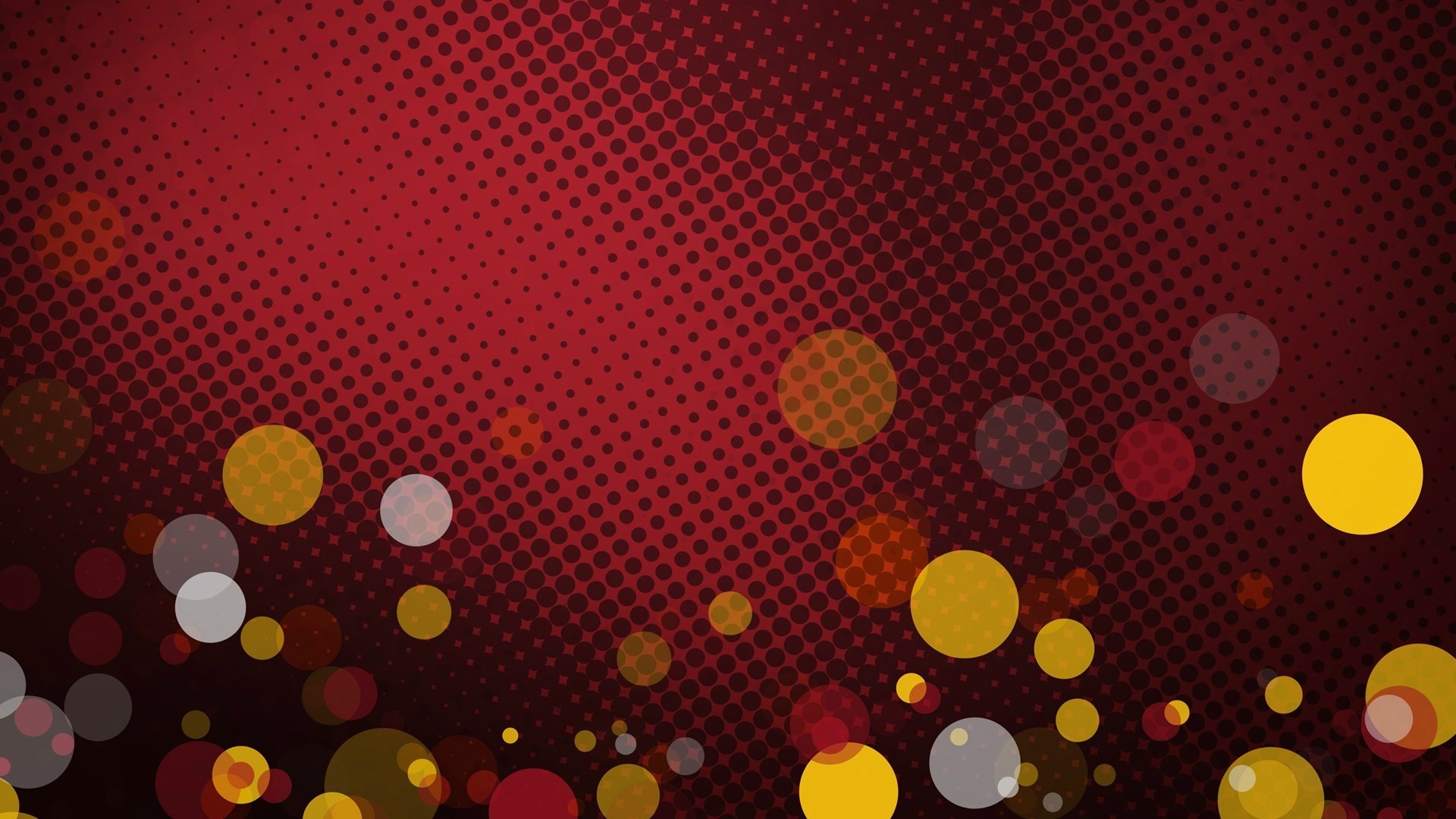 Red and yellow bokeh circles on a dotted background HD Wallpaper