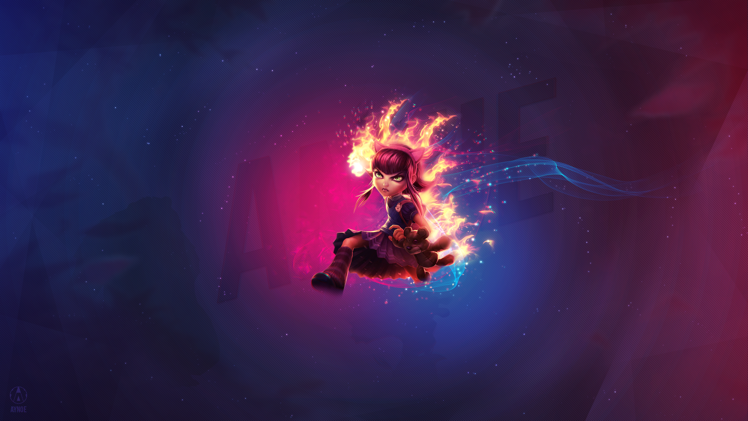 Annie from League of Legends with fire effects HD Wallpaper