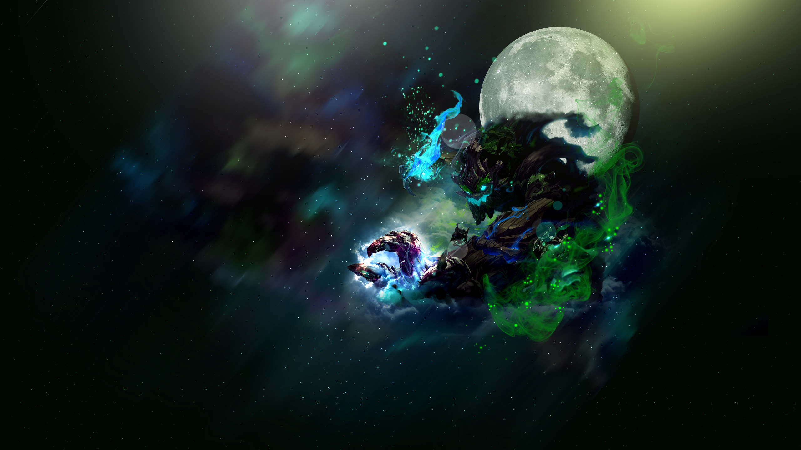 Maokai from League of Legends in space with a moon HD Wallpaper