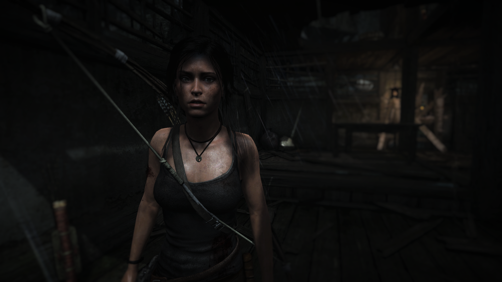 Lara Croft from Tomb Raider holding a bow HD Wallpaper