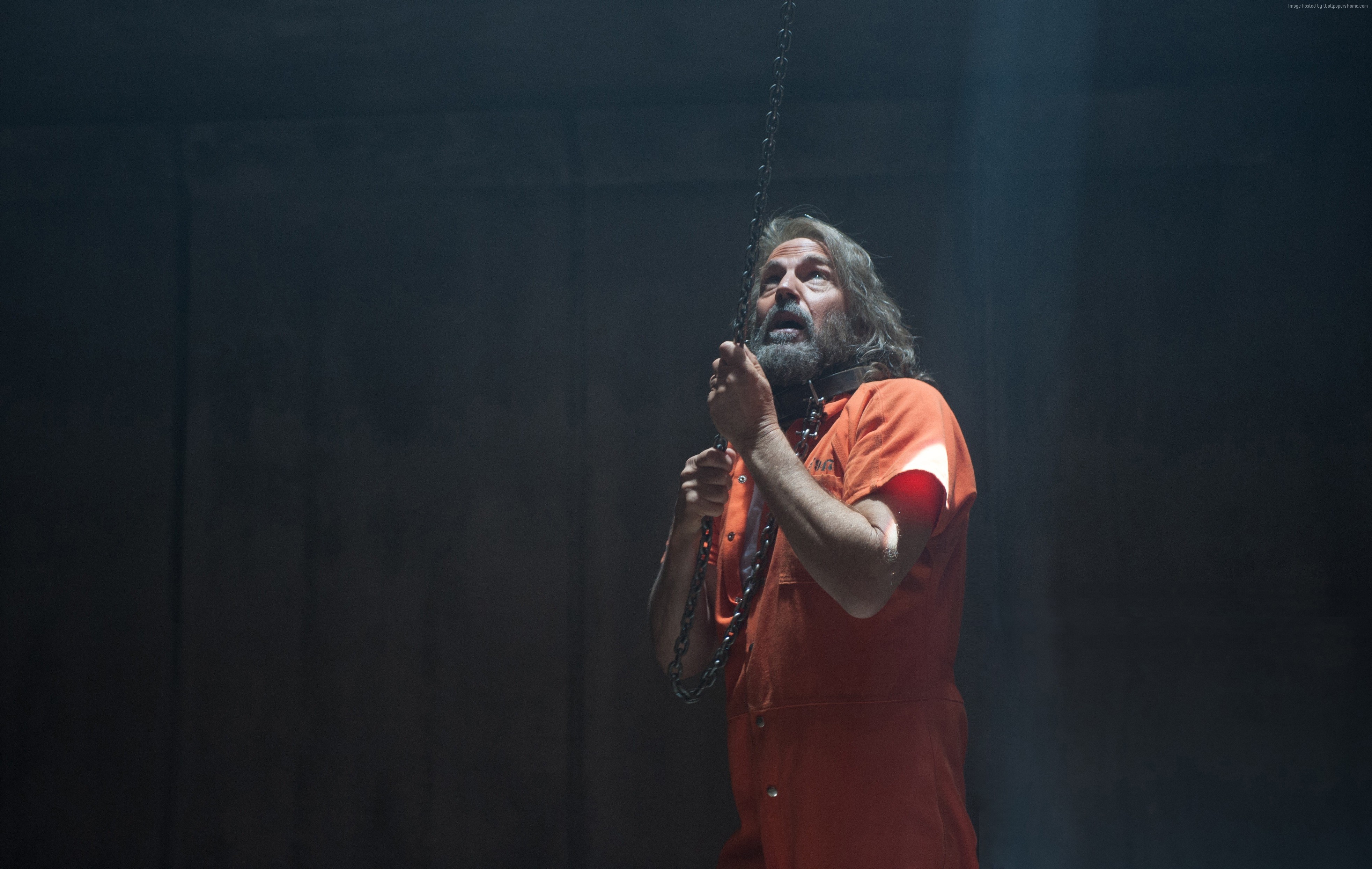 Man in orange jumpsuit chained HD Wallpaper