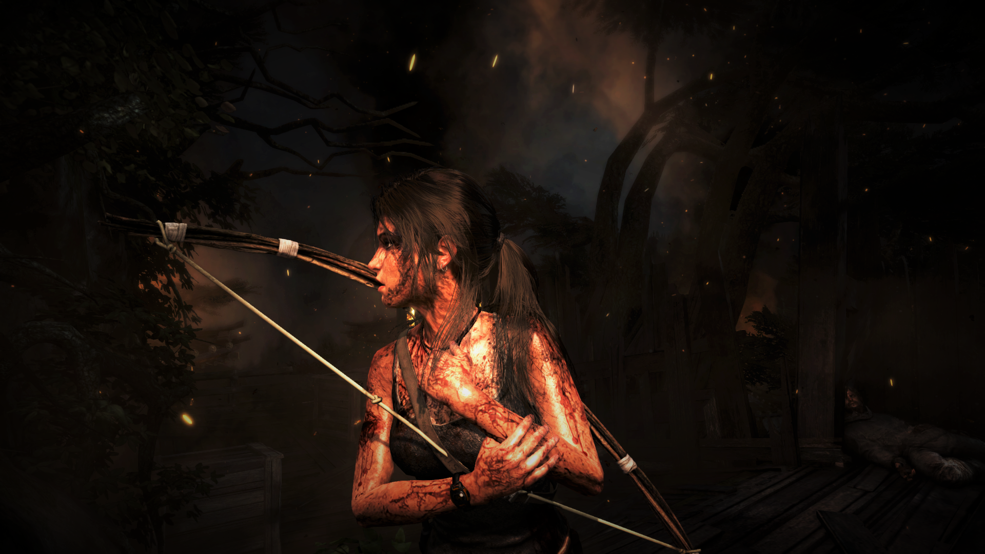 Lara Croft from Tomb Raider with a bow HD Wallpaper