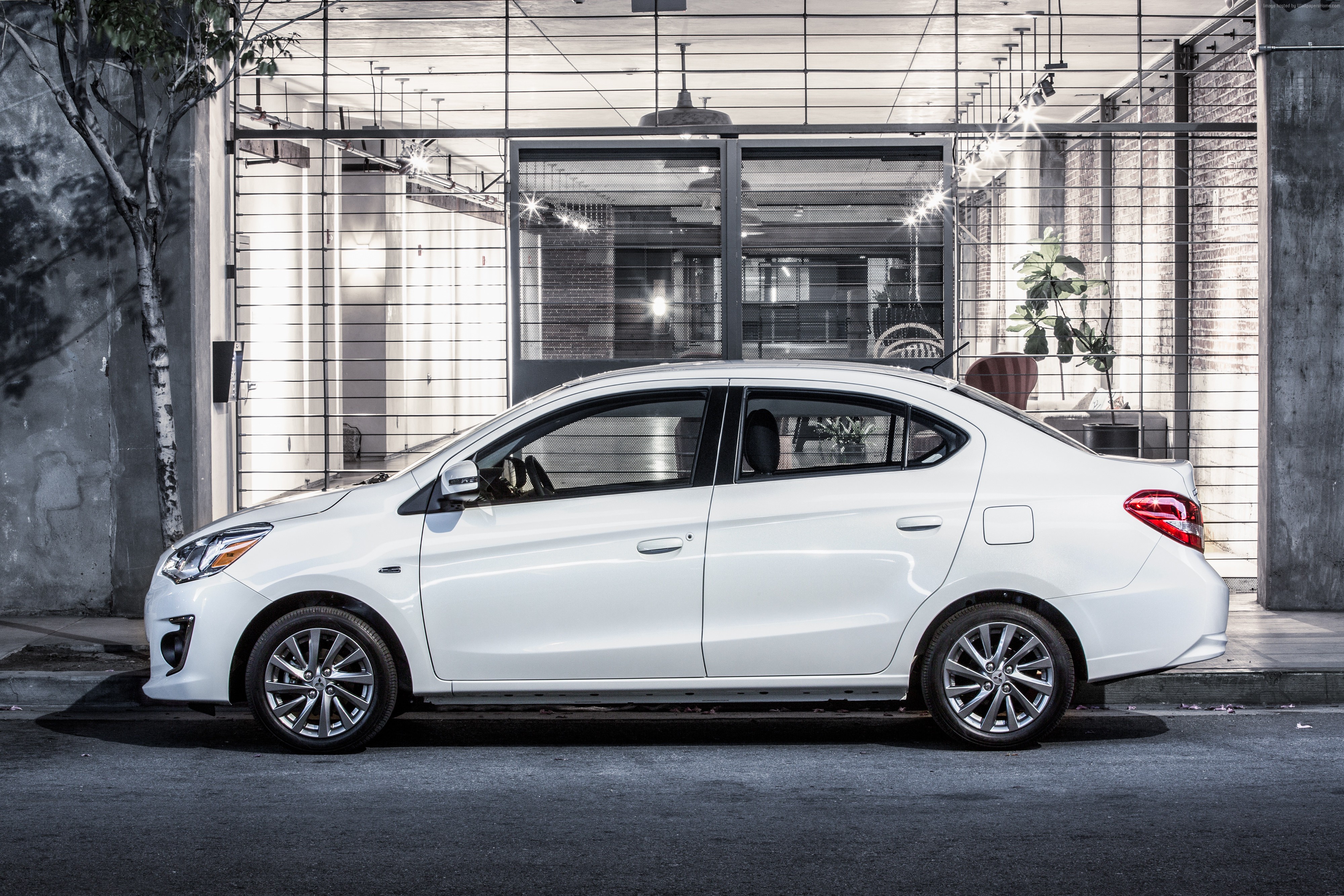 White Mitsubishi Mirage G4 Sedan HD Wallpaper