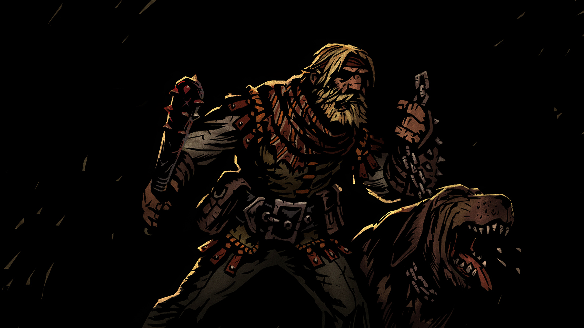 Hound Master from Darkest Dungeon with a dog HD Wallpaper