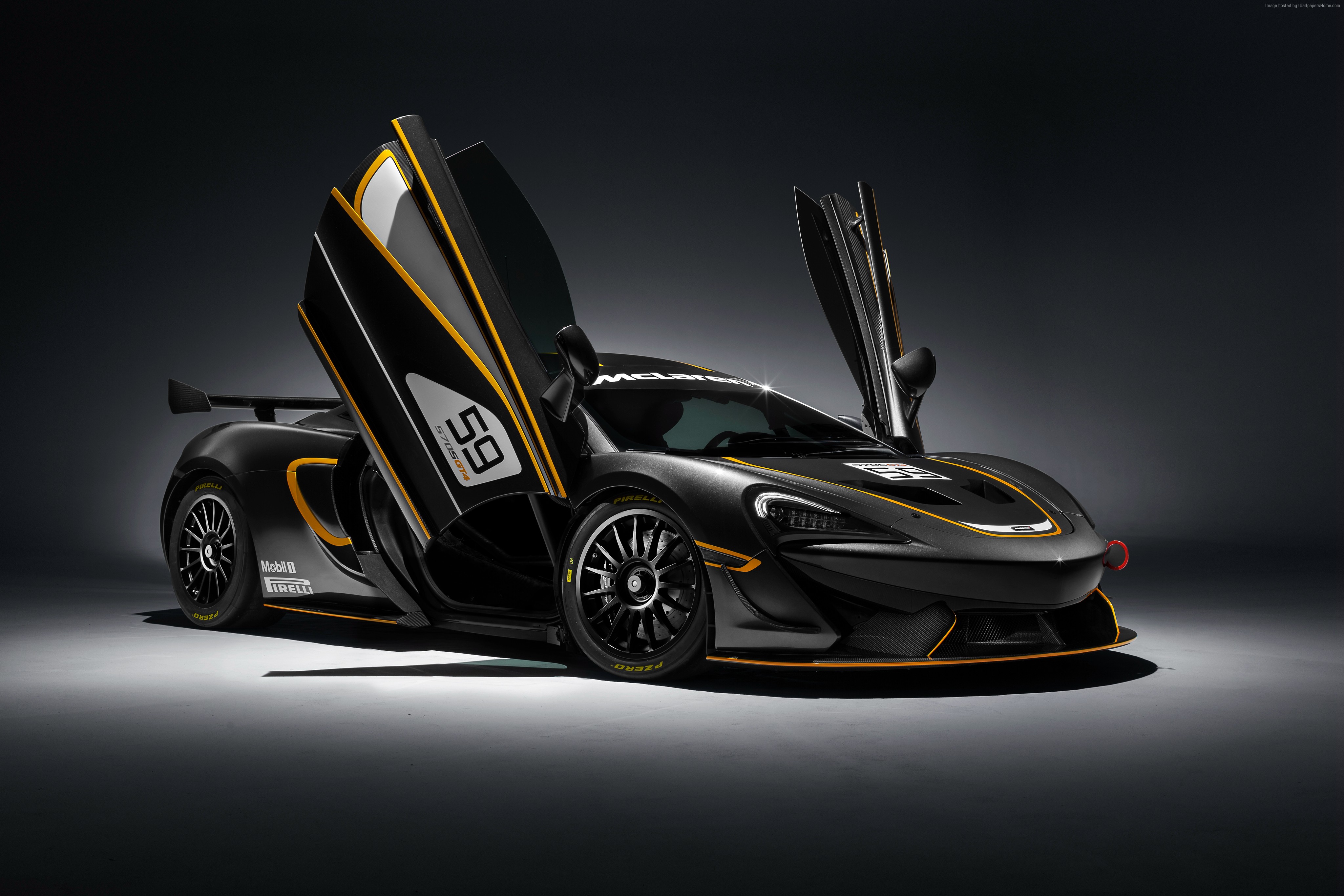 McLaren 570S GT4 race car with doors open HD Wallpaper